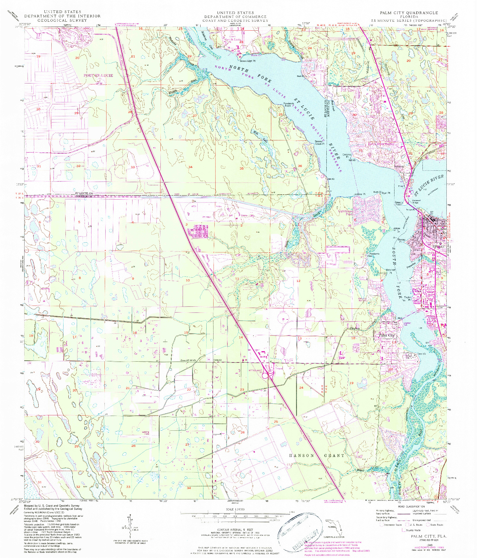USGS 1:24000-SCALE QUADRANGLE FOR PALM CITY, FL 1948