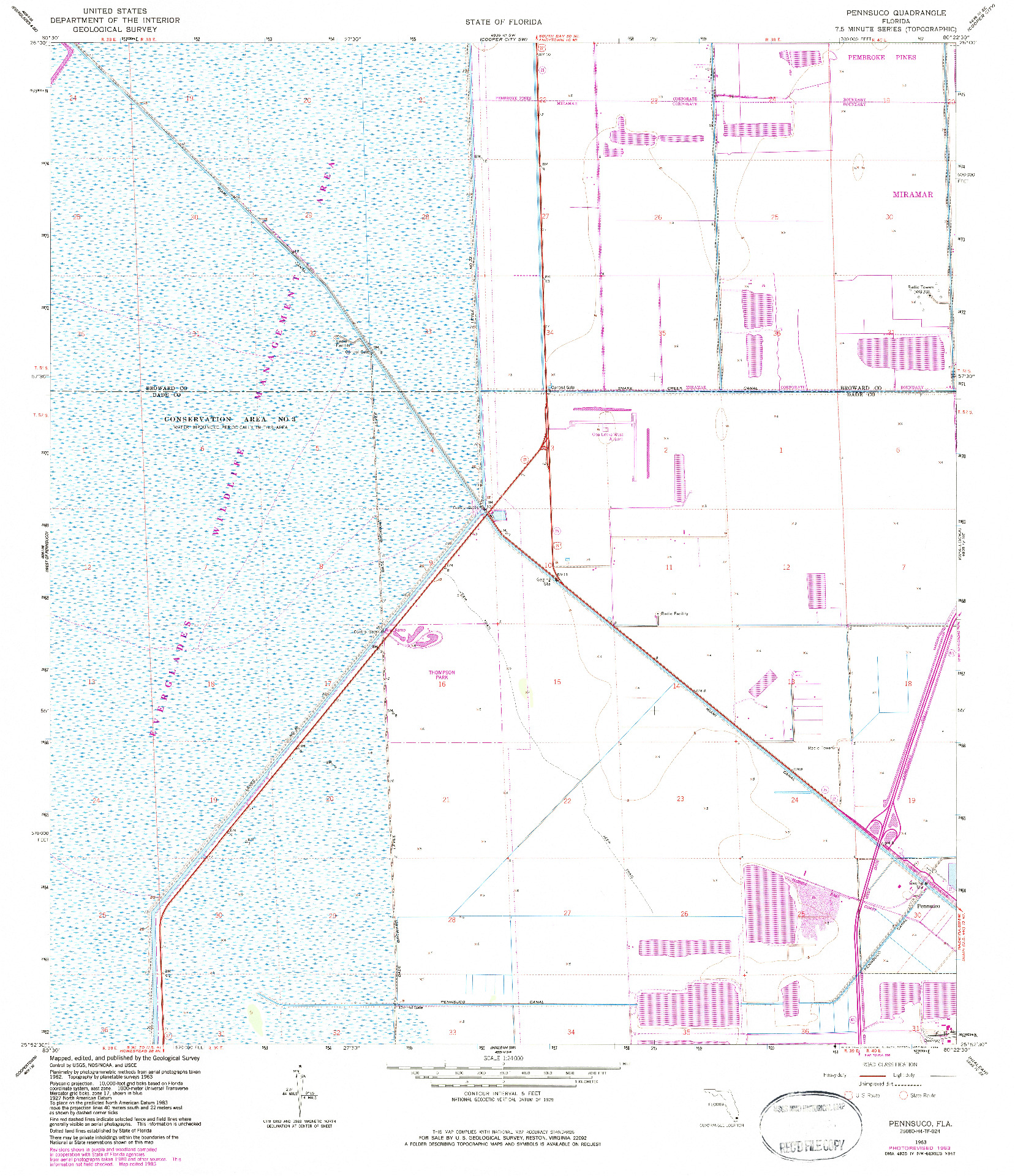 USGS 1:24000-SCALE QUADRANGLE FOR PENNSUCO, FL 1963