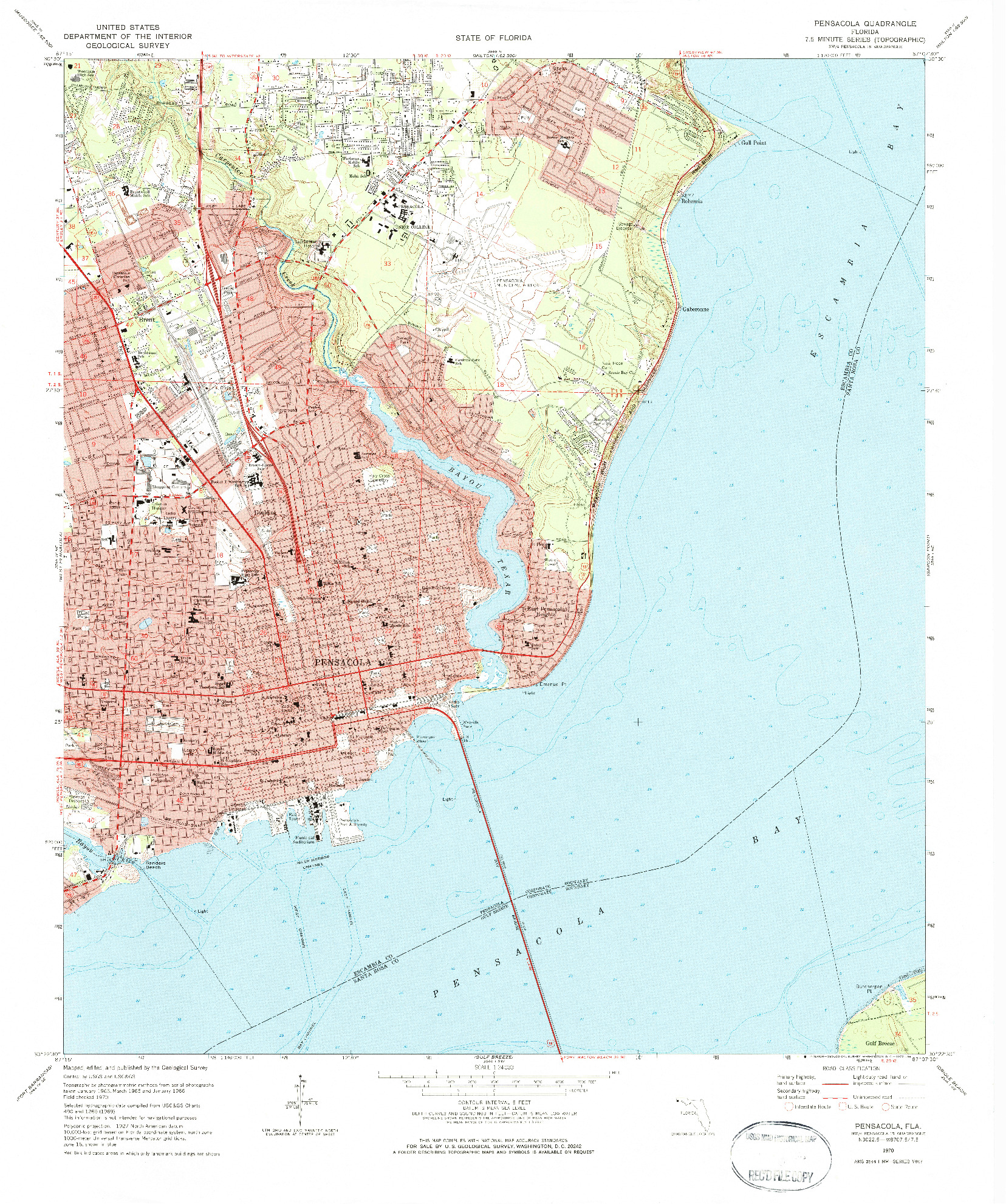 USGS 1:24000-SCALE QUADRANGLE FOR PENSACOLA, FL 1970