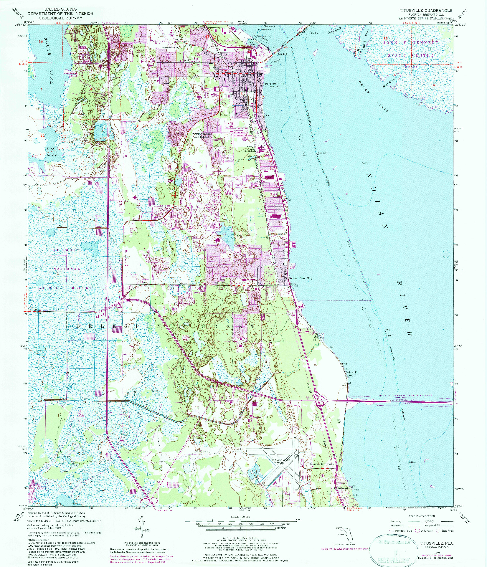 USGS 1:24000-SCALE QUADRANGLE FOR TITUSVILLE, FL 1949