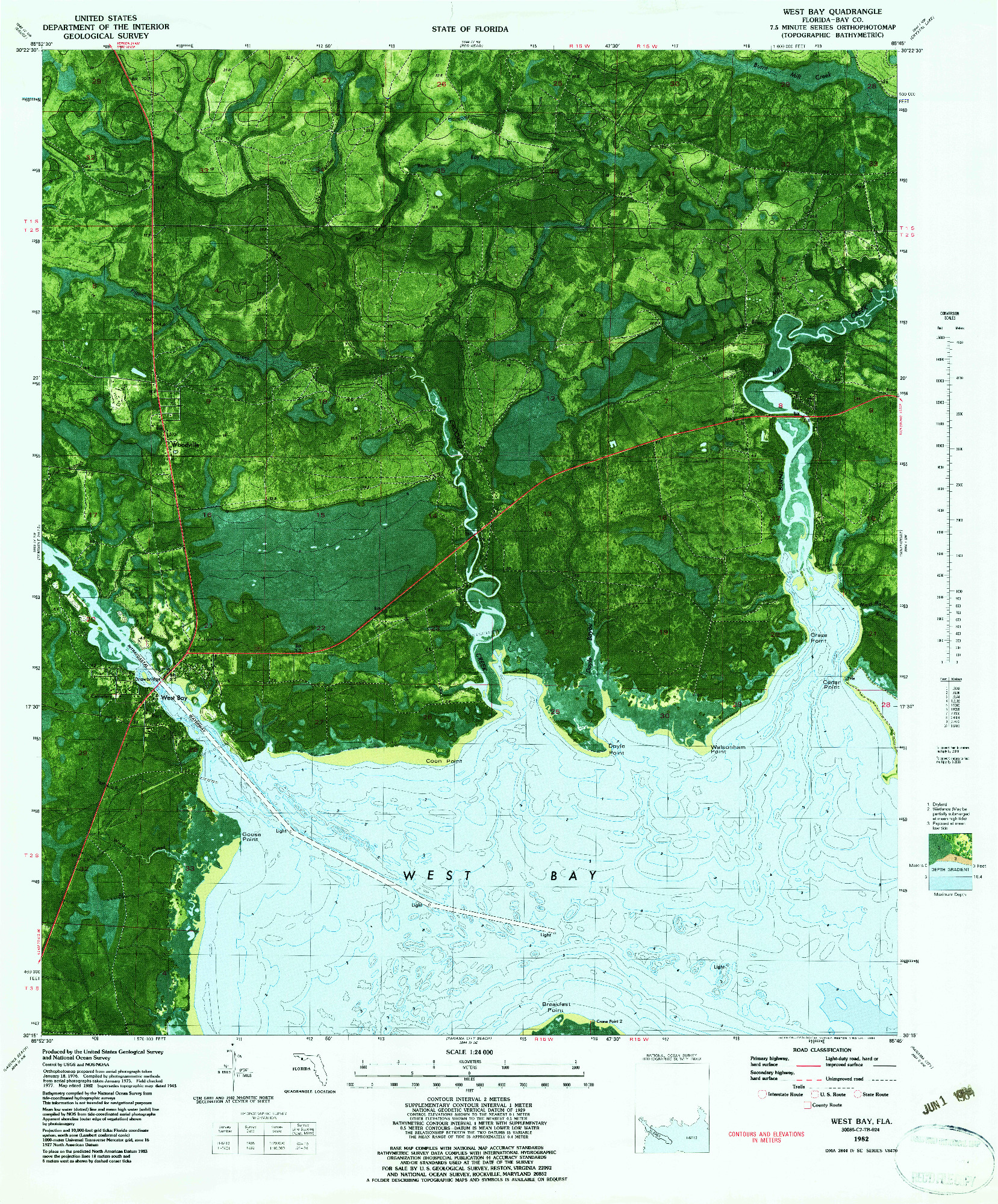 USGS 1:24000-SCALE QUADRANGLE FOR WEST BAY, FL 1982