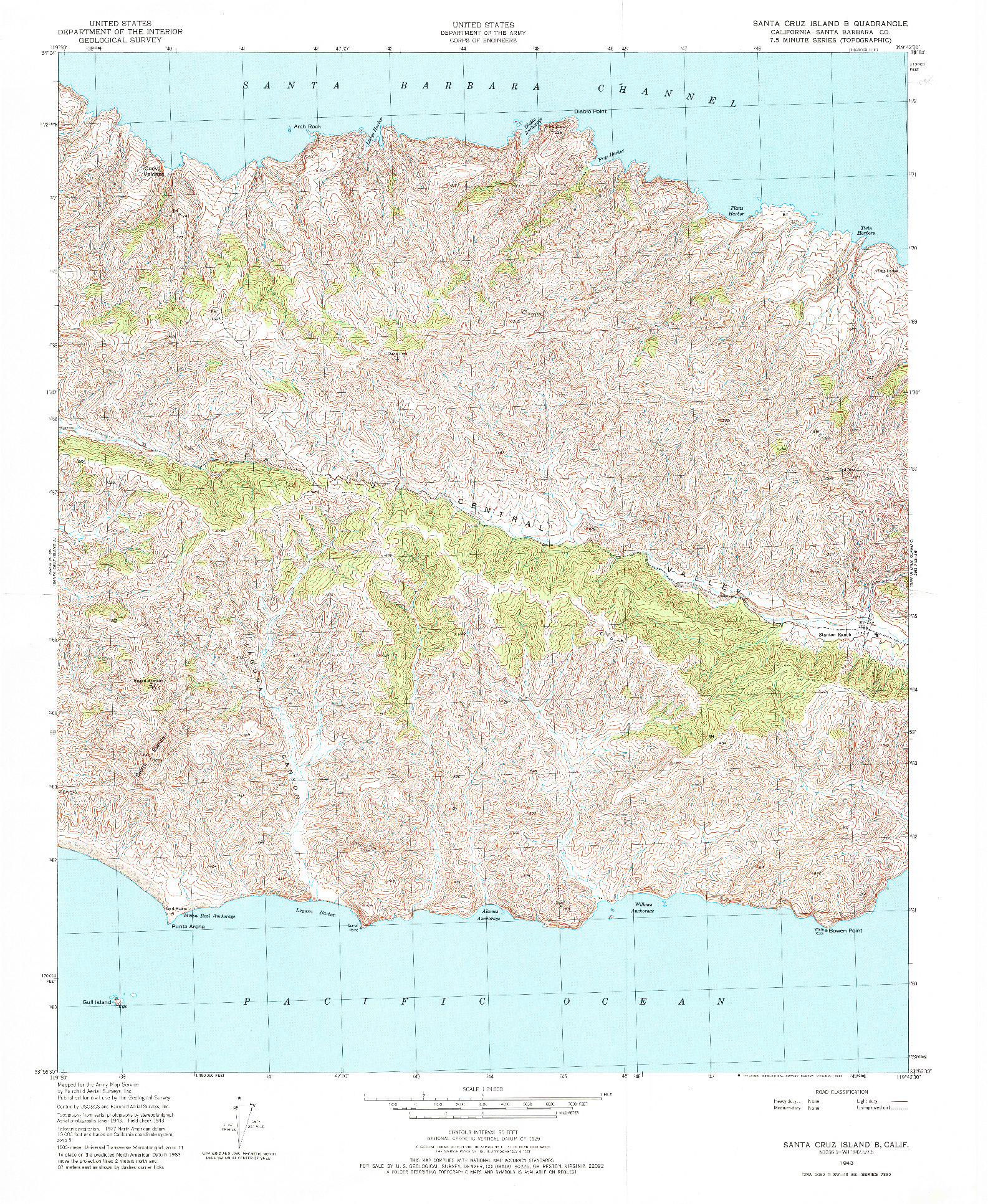 USGS 1:24000-SCALE QUADRANGLE FOR SANTA CRUZ ISLAND B, CA 1943