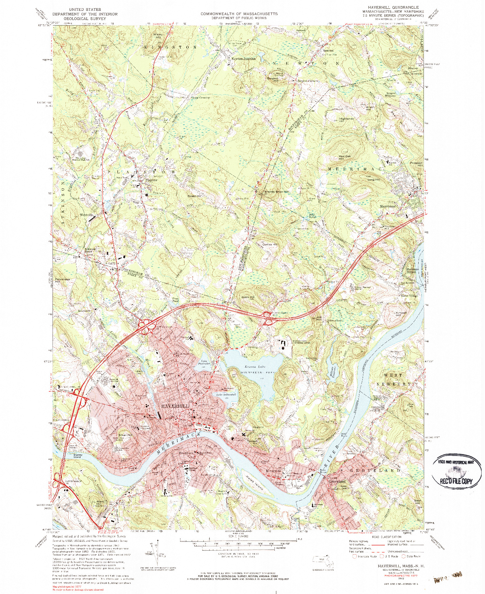 USGS 1:24000-SCALE QUADRANGLE FOR HAVERHILL, MA 1972