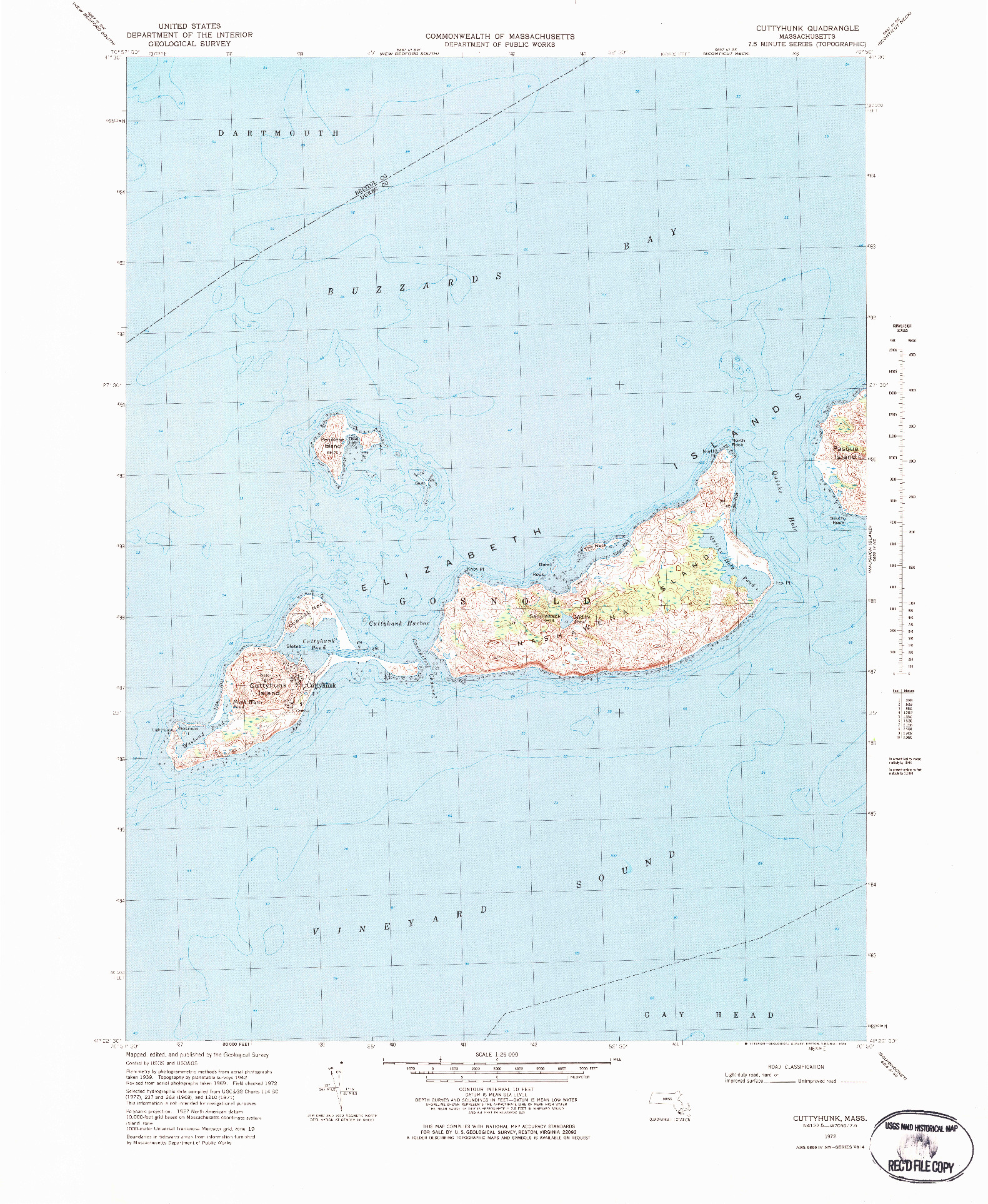 USGS 1:25000-SCALE QUADRANGLE FOR CUTTYHUNK, MA 1972