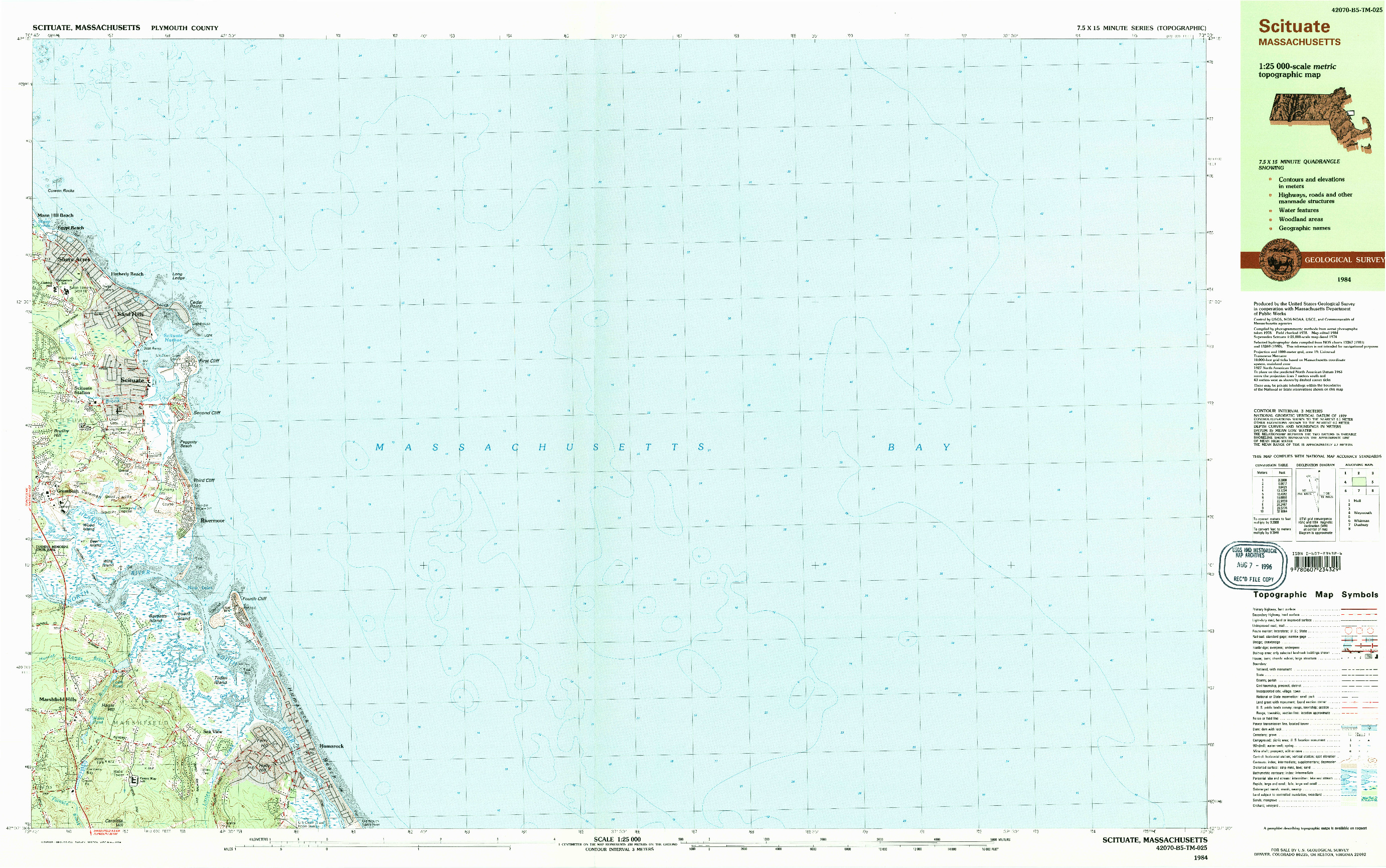 USGS 1:25000-SCALE QUADRANGLE FOR SCITUATE, MA 1984