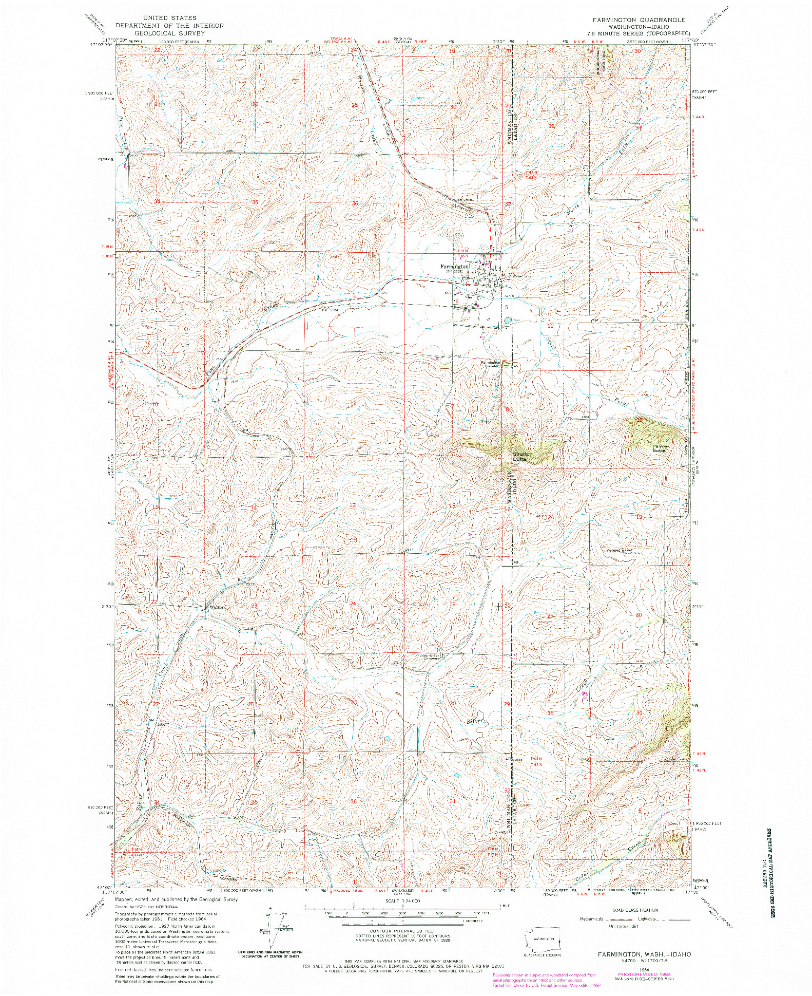 USGS 1:24000-SCALE QUADRANGLE FOR FARMINGTON, WA 1964
