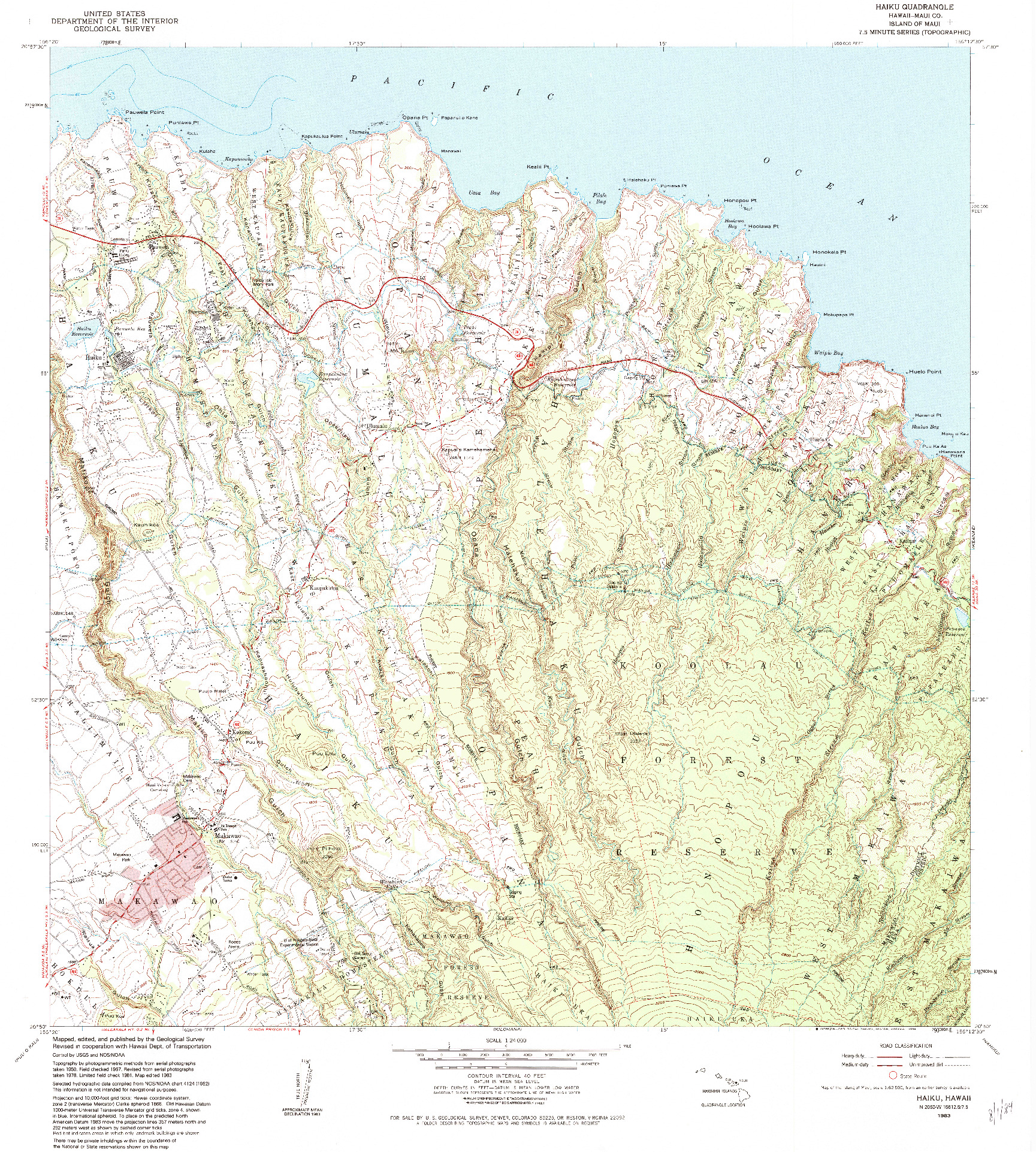 USGS 1:24000-SCALE QUADRANGLE FOR HAIKU, HI 1983