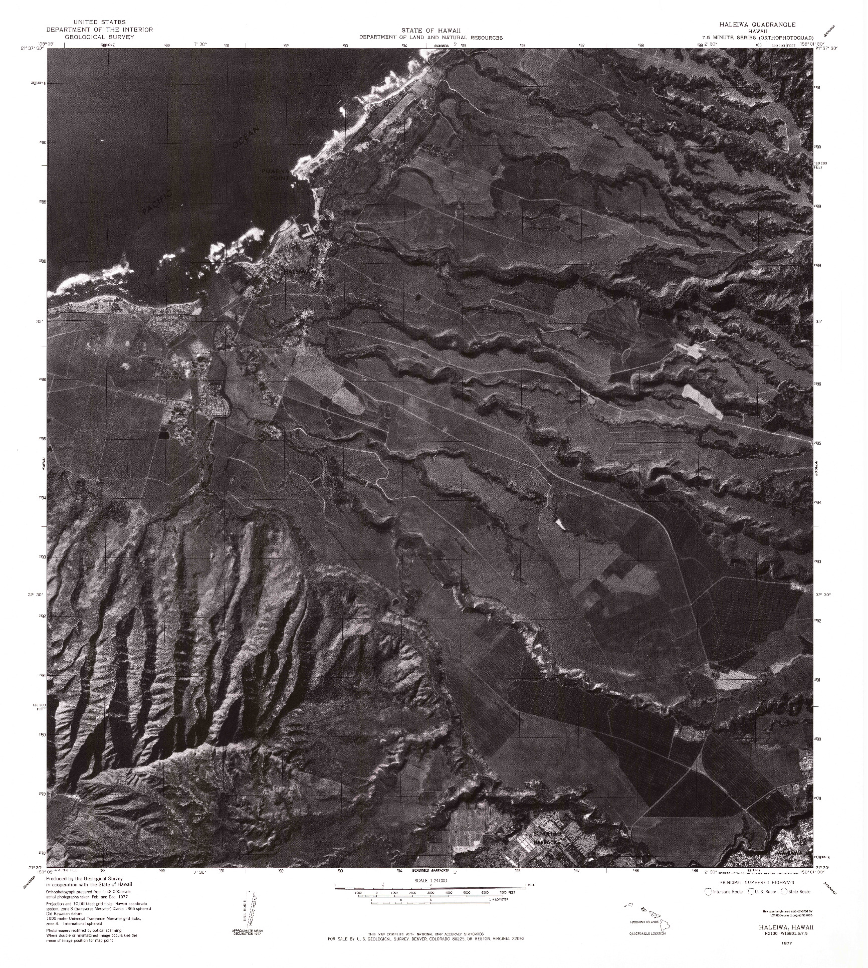 USGS 1:24000-SCALE QUADRANGLE FOR HALEIWA, HI 1977