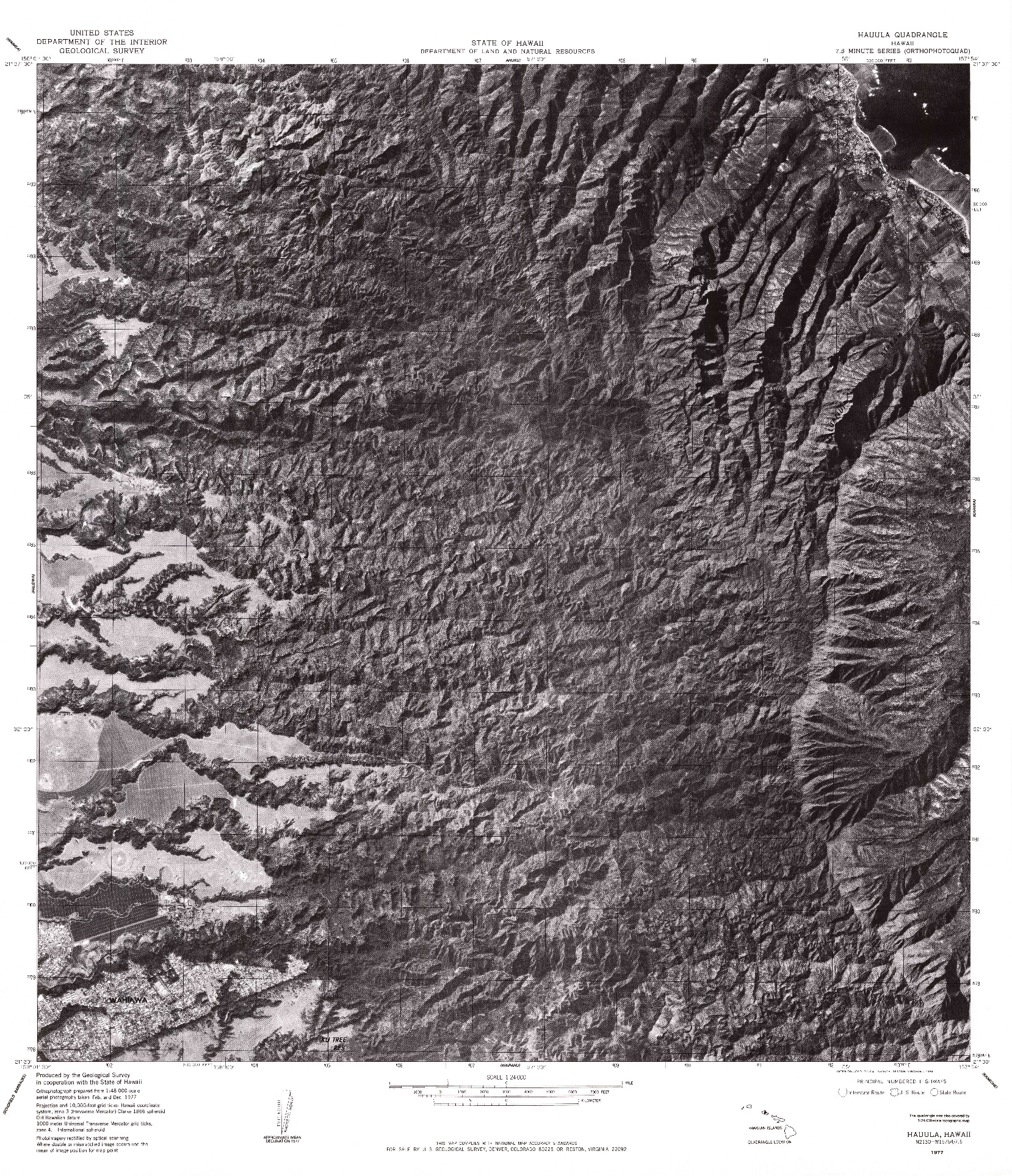 USGS 1:24000-SCALE QUADRANGLE FOR HAUULA, HI 1977