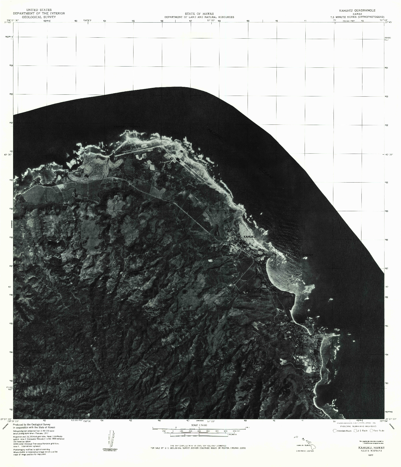 USGS 1:24000-SCALE QUADRANGLE FOR KAHUKU, HI 1977