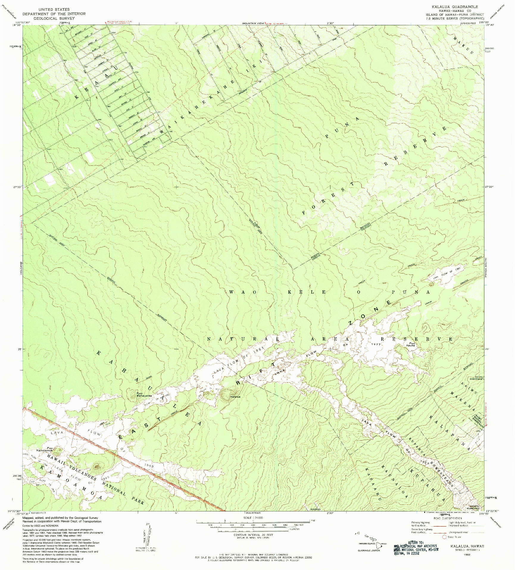 USGS 1:24000-SCALE QUADRANGLE FOR KALALUA, HI 1982