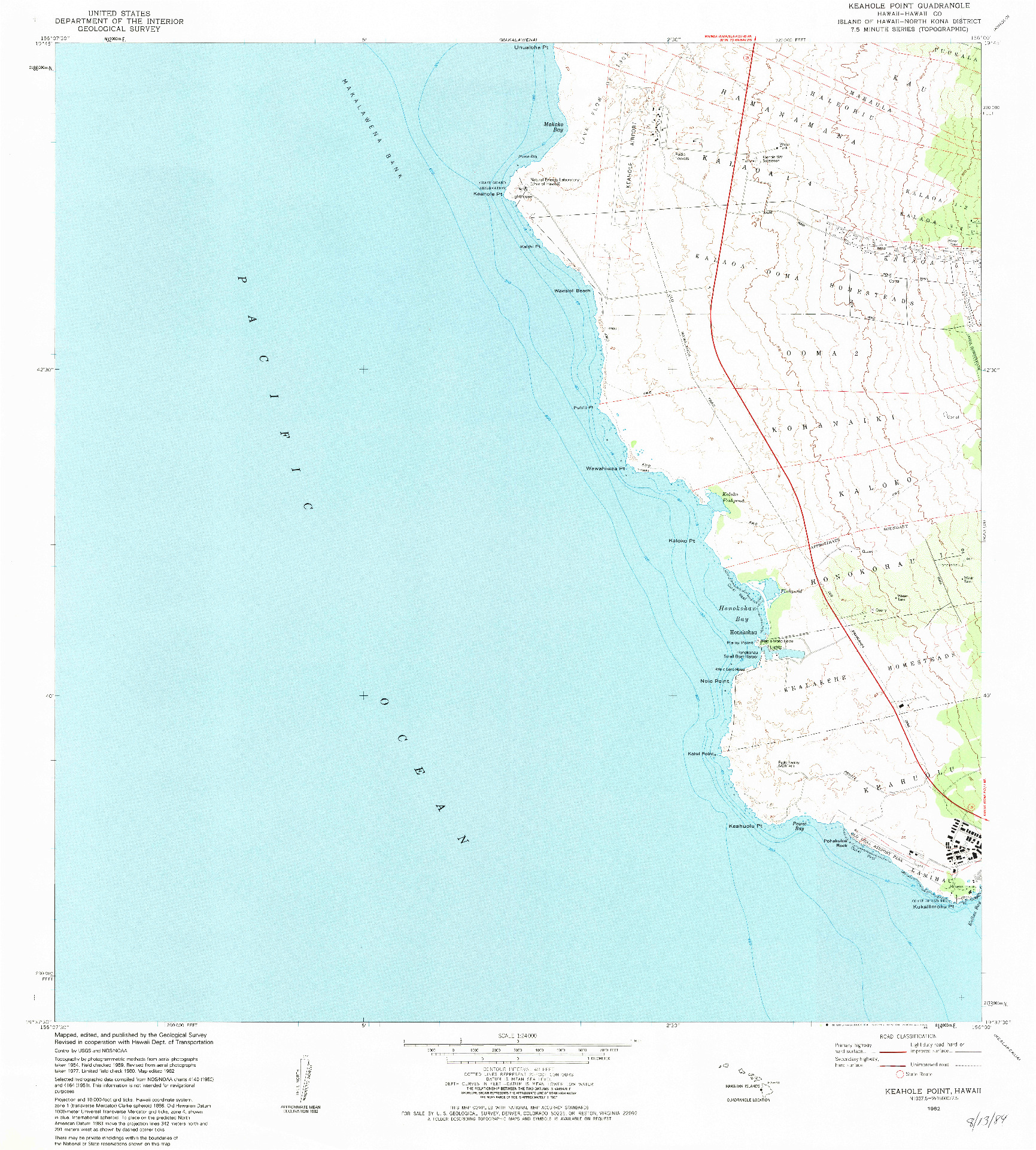 USGS 1:24000-SCALE QUADRANGLE FOR KEAHOLE POINT, HI 1982
