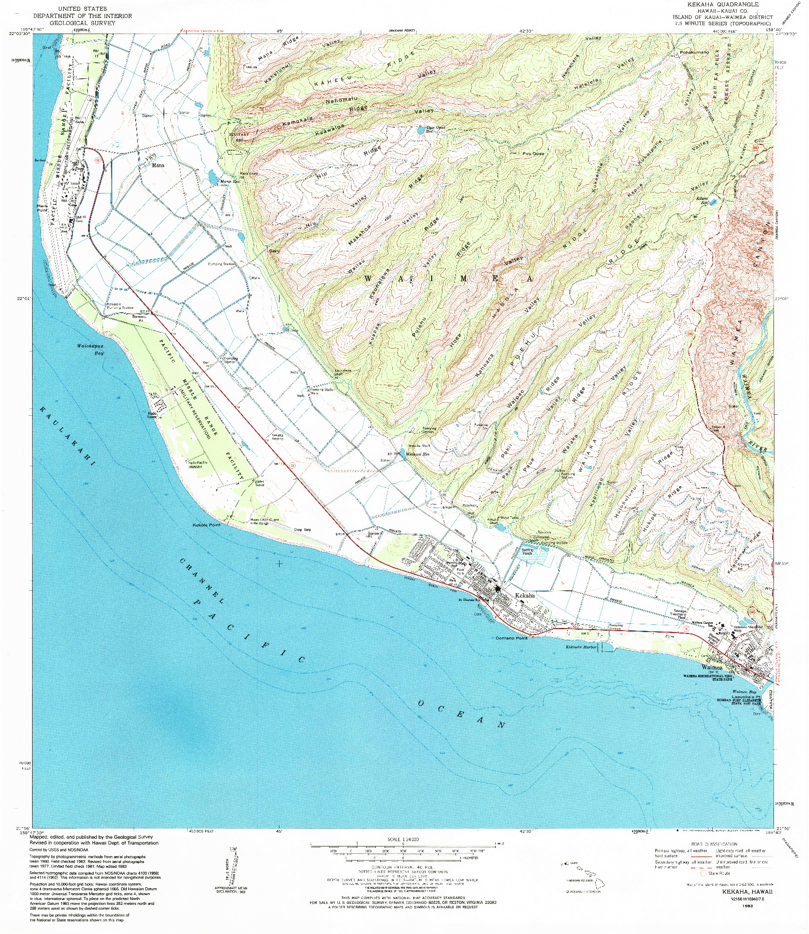 USGS 1:24000-SCALE QUADRANGLE FOR KEKAHA, HI 1983