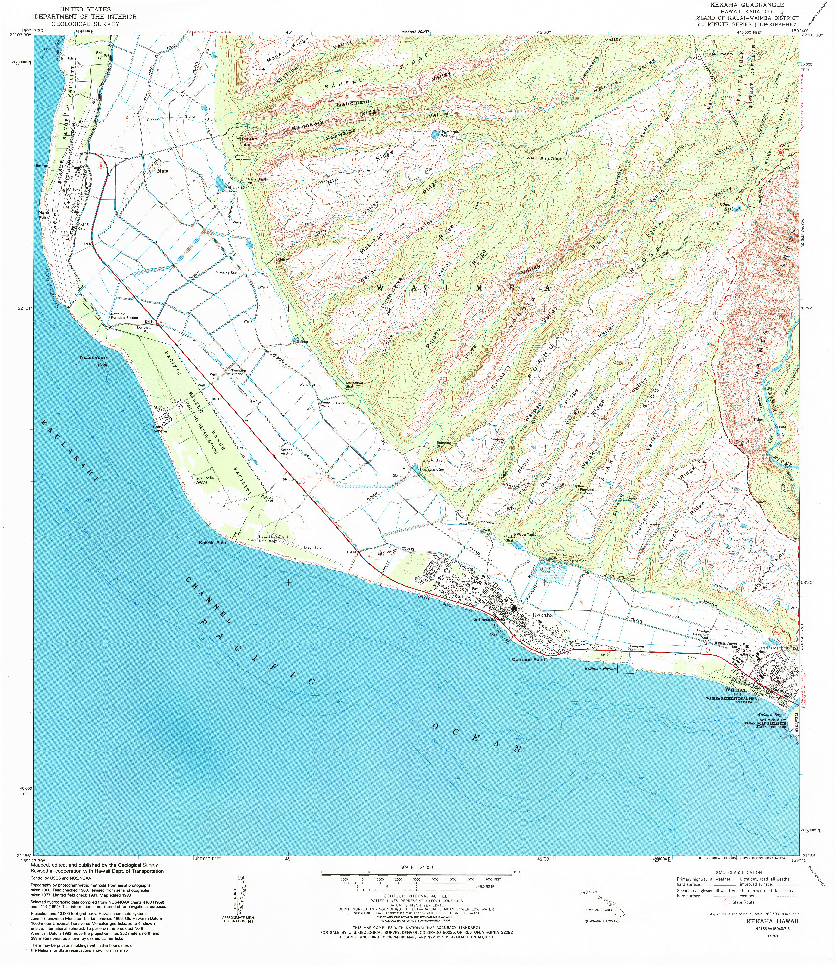 USGS 1:24000-SCALE QUADRANGLE FOR KEKAHA, HI 1983