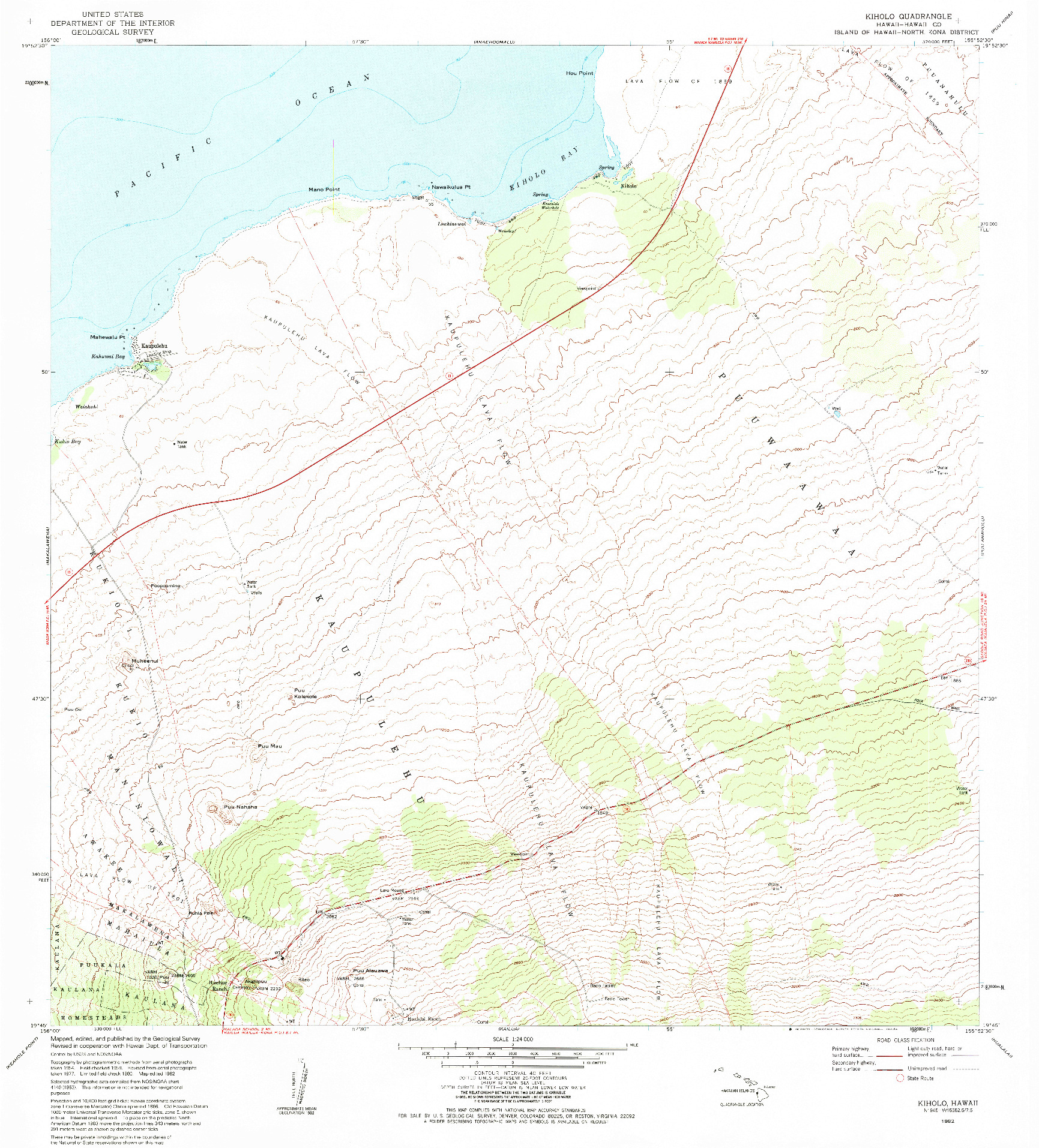 USGS 1:24000-SCALE QUADRANGLE FOR KIHOLO, HI 1982