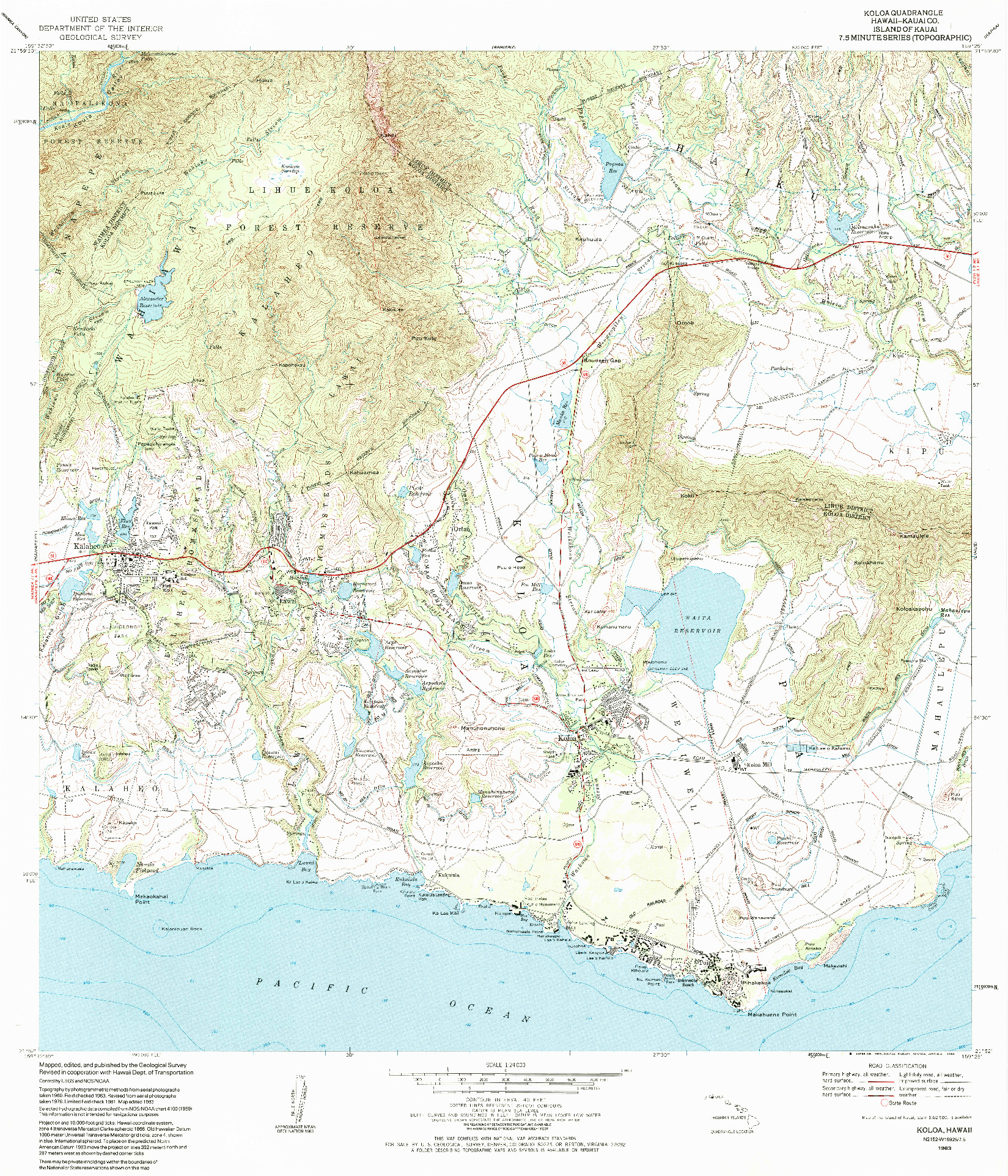 USGS 1:24000-SCALE QUADRANGLE FOR KOLOA, HI 1983