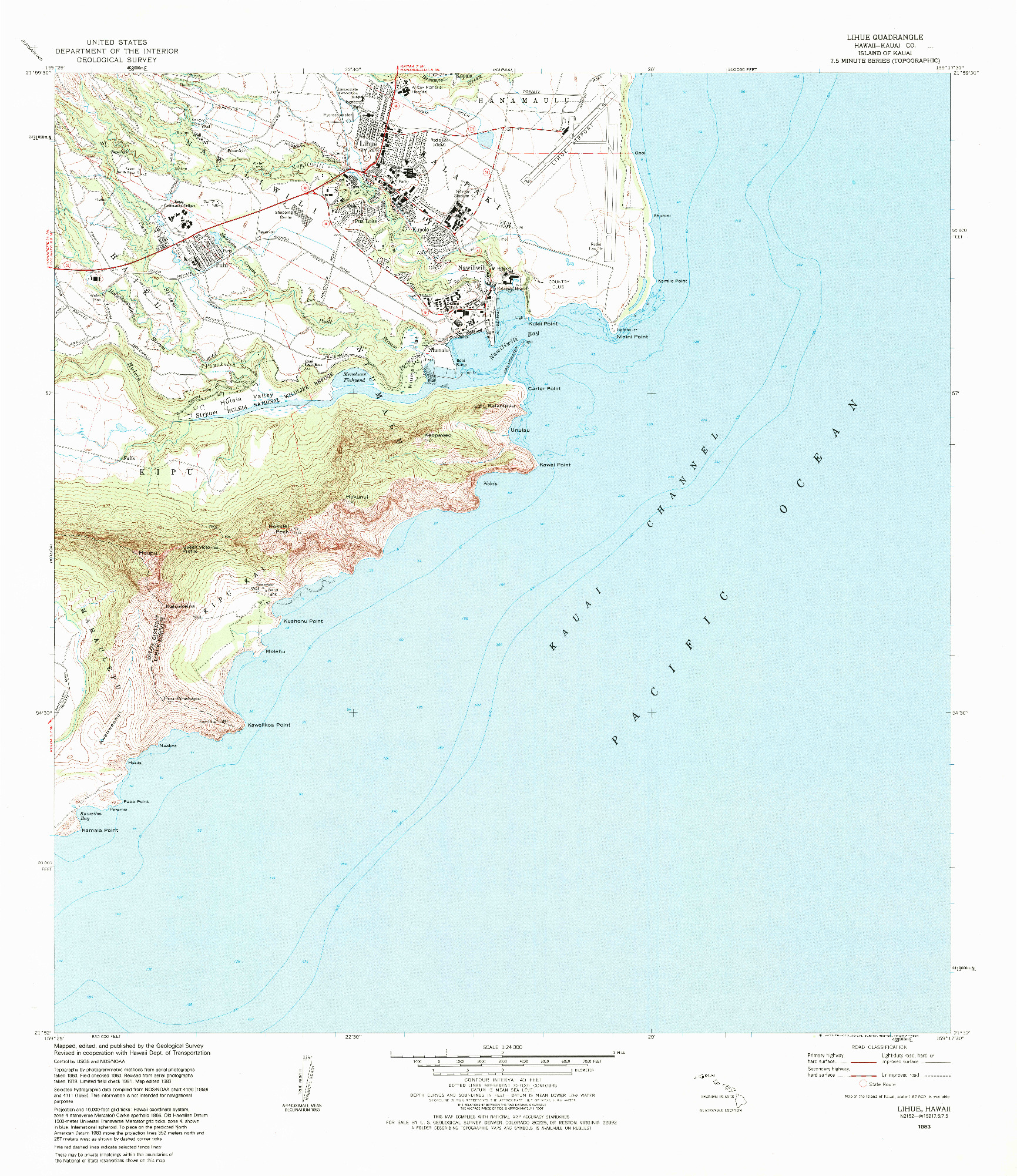 USGS 1:24000-SCALE QUADRANGLE FOR LIHUE, HI 1983