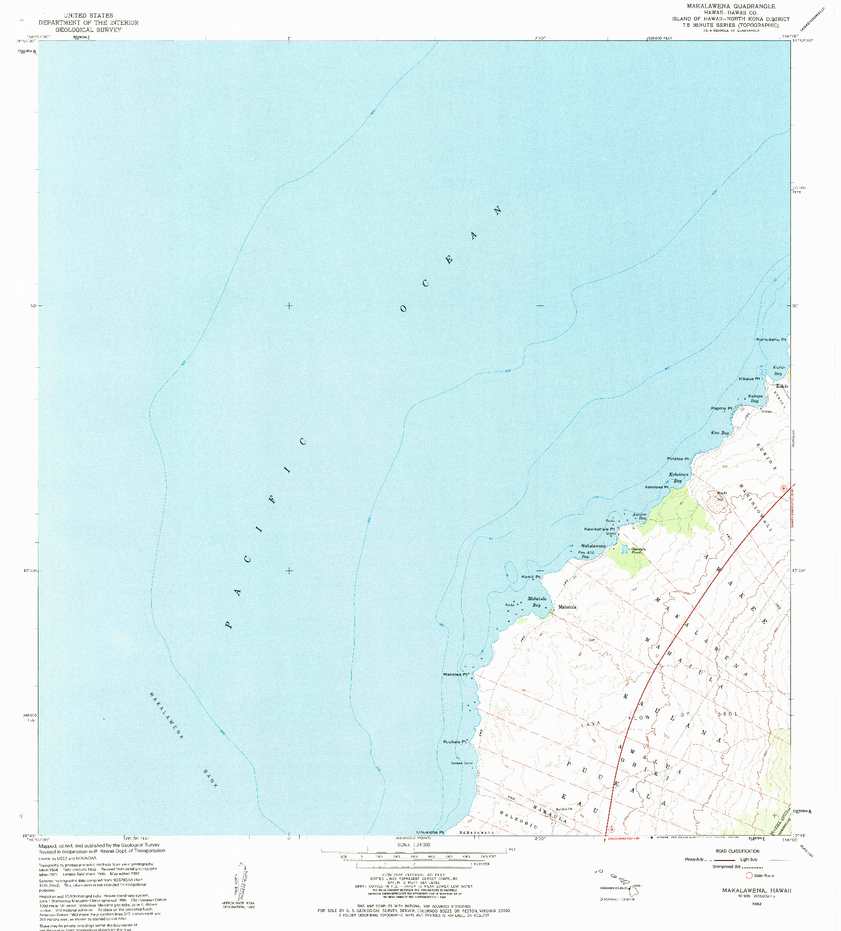 USGS 1:24000-SCALE QUADRANGLE FOR MAKALAWENA, HI 1982