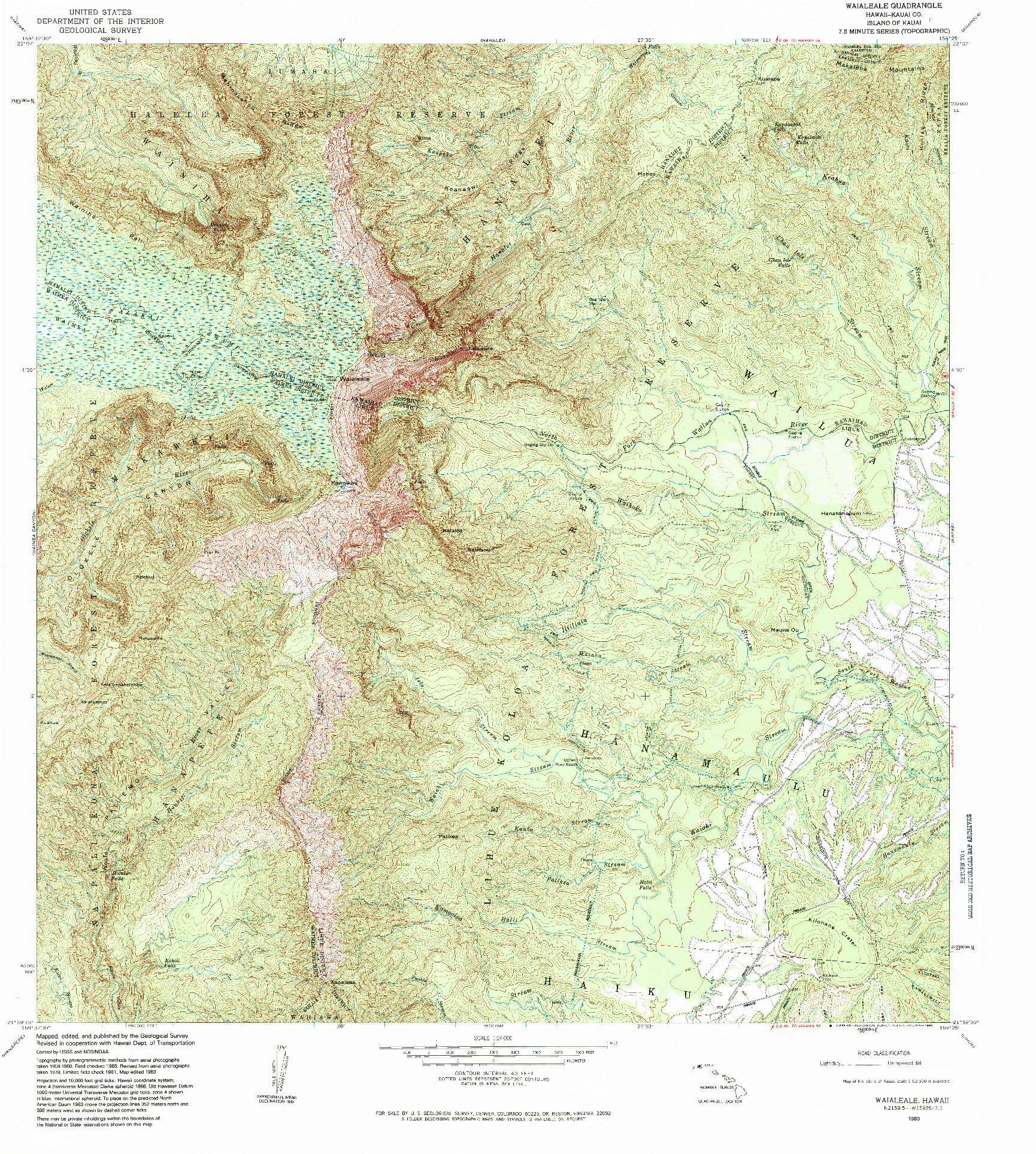 USGS 1:24000-SCALE QUADRANGLE FOR WAIALEALE, HI 1983