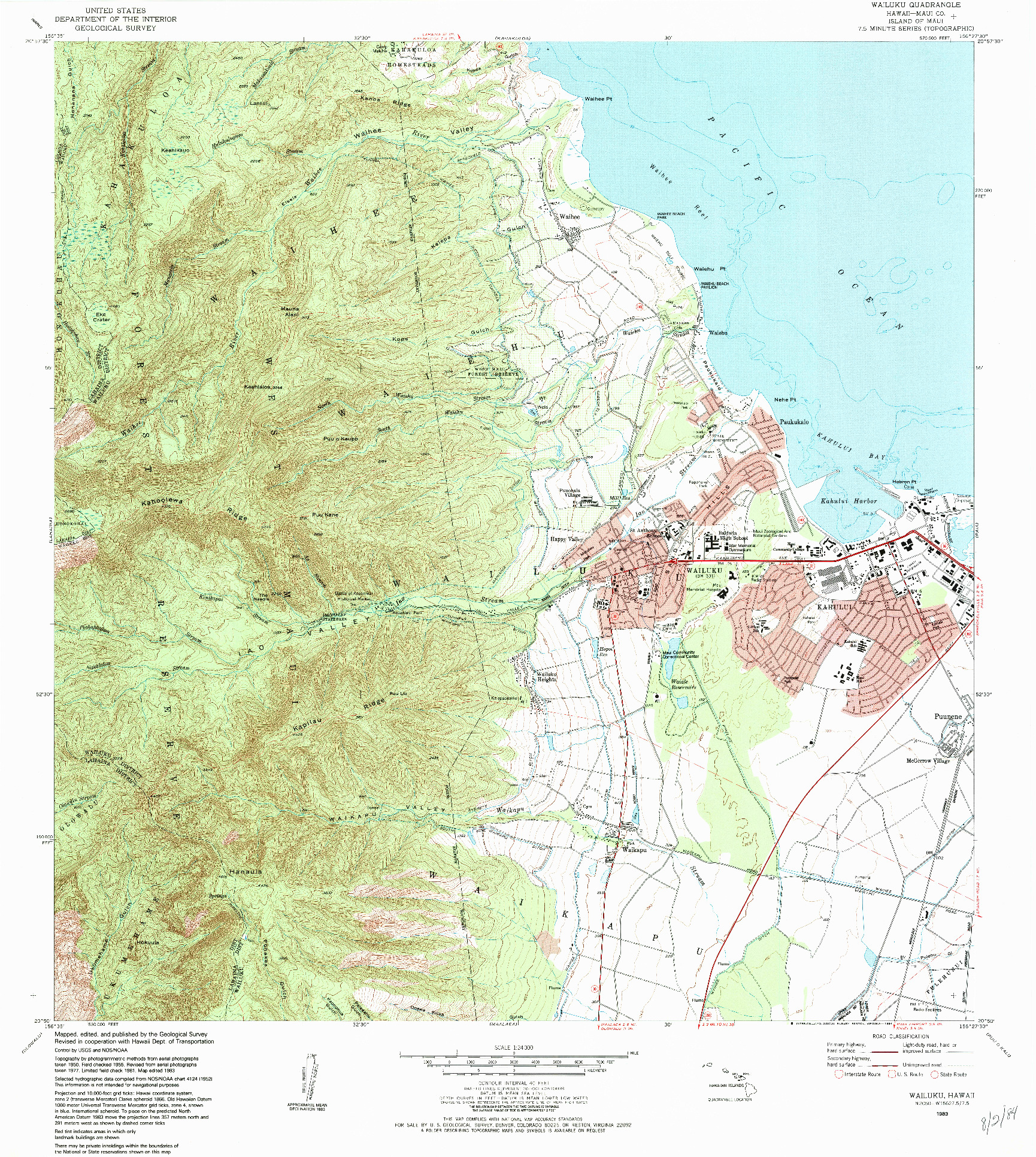 USGS 1:24000-SCALE QUADRANGLE FOR WAILUKU, HI 1983