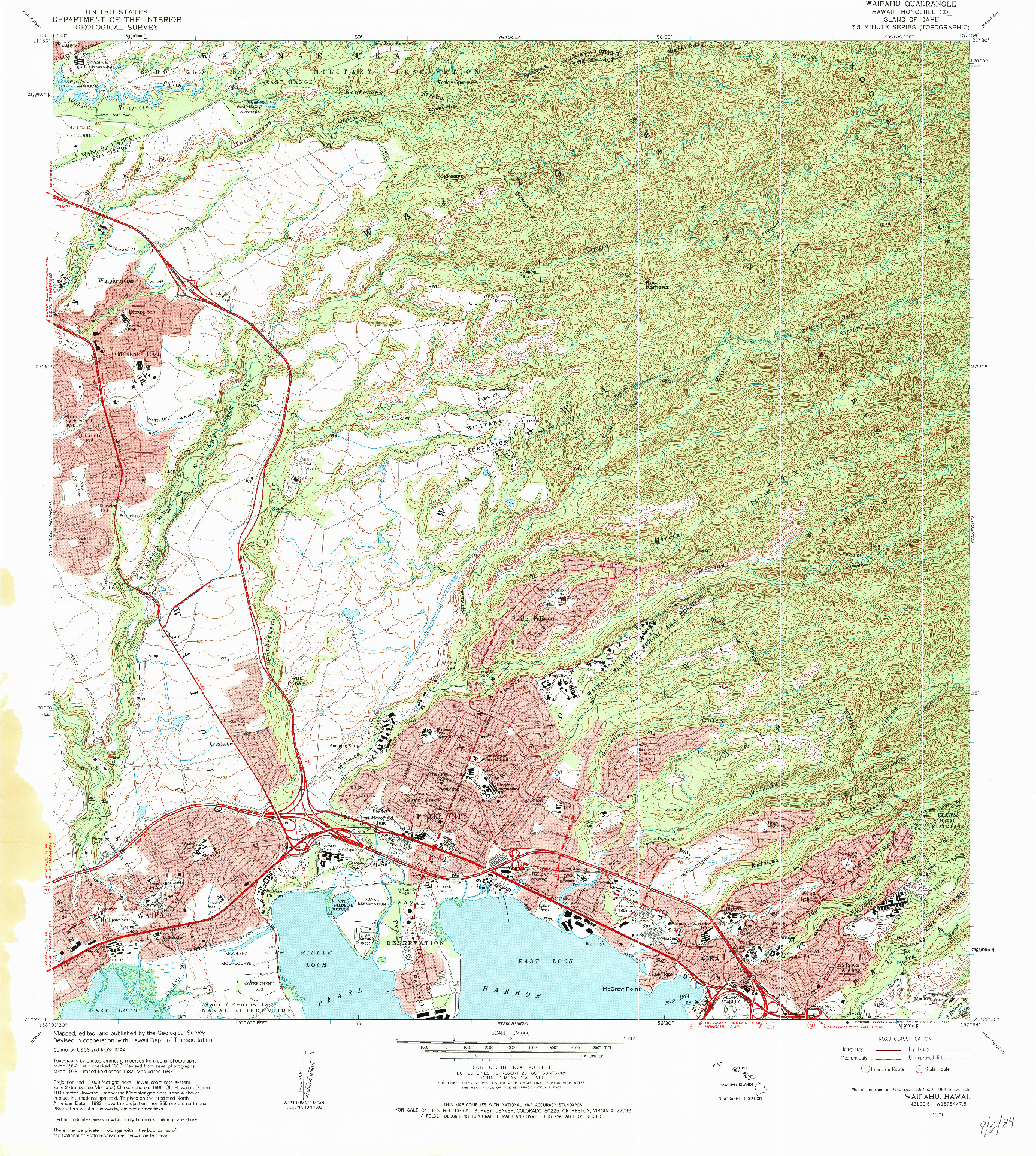 USGS 1:24000-SCALE QUADRANGLE FOR WAIPAHU, HI 1983