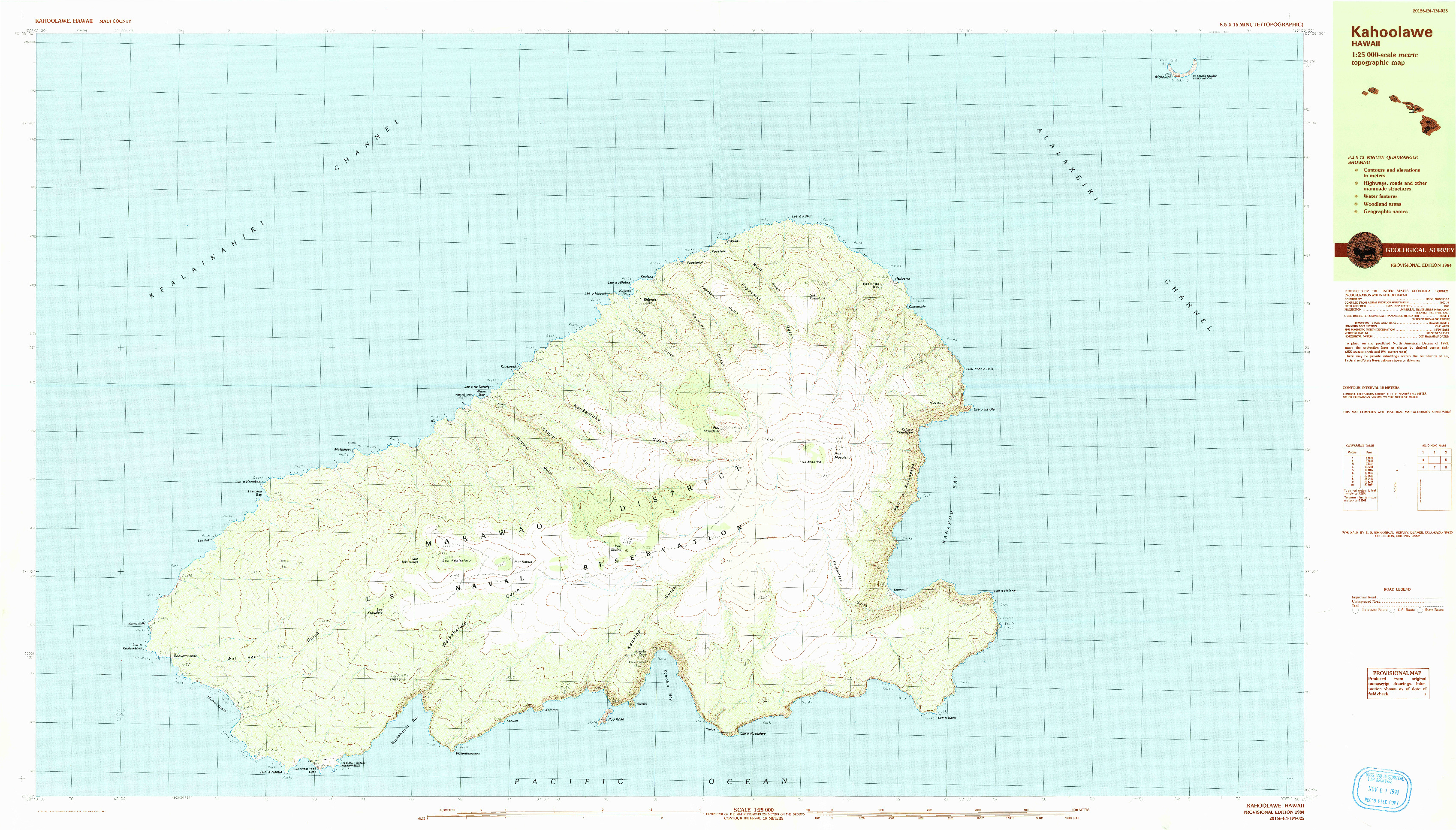 USGS 1:25000-SCALE QUADRANGLE FOR KAHOOLAWE, HI 1984