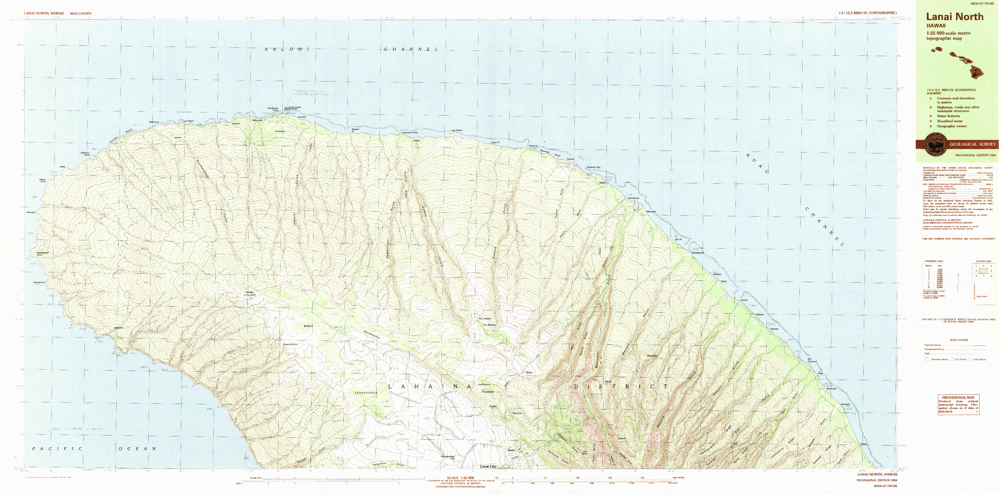 USGS 1:25000-SCALE QUADRANGLE FOR LANAI NORTH, HI 1984