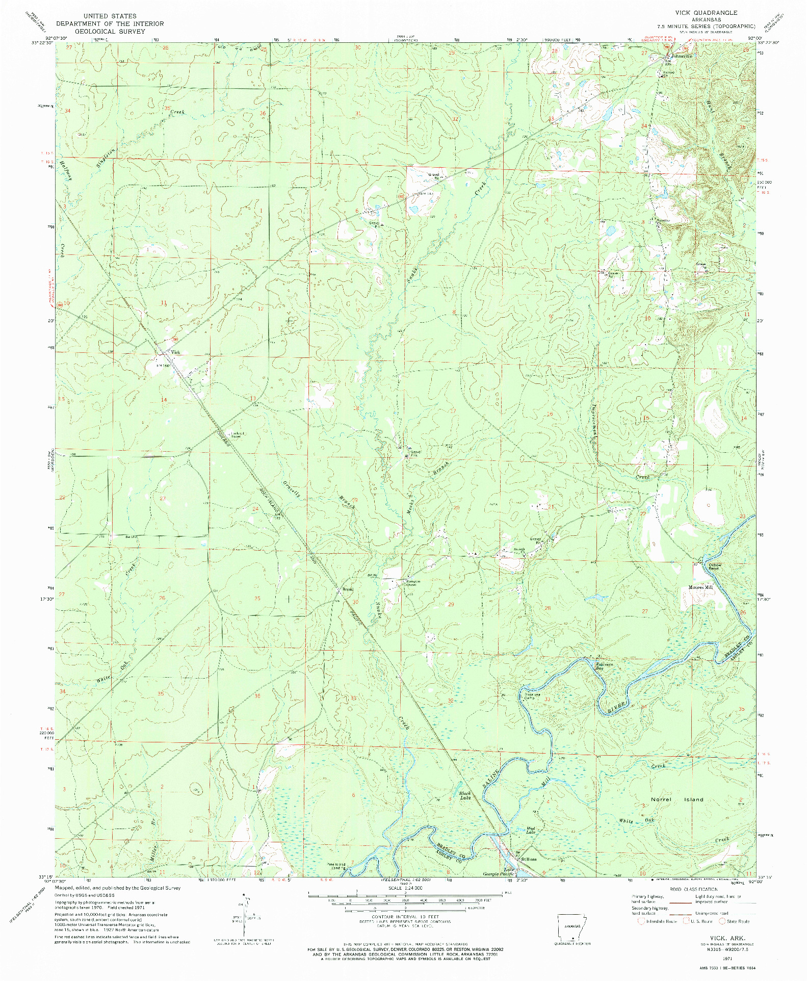 USGS 1:24000-SCALE QUADRANGLE FOR VICK, AR 1971