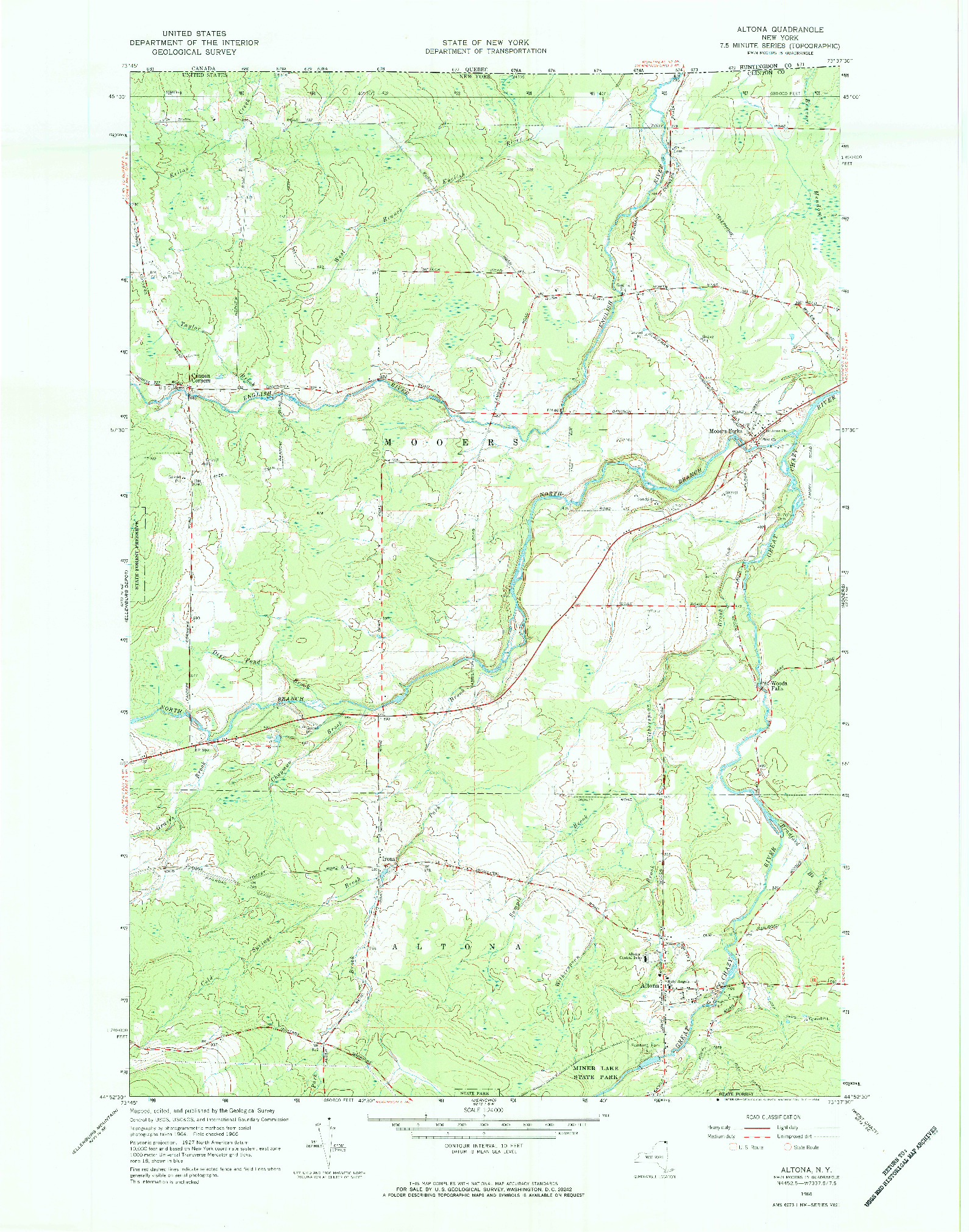 USGS 1:24000-SCALE QUADRANGLE FOR ALTONA, NY 1966