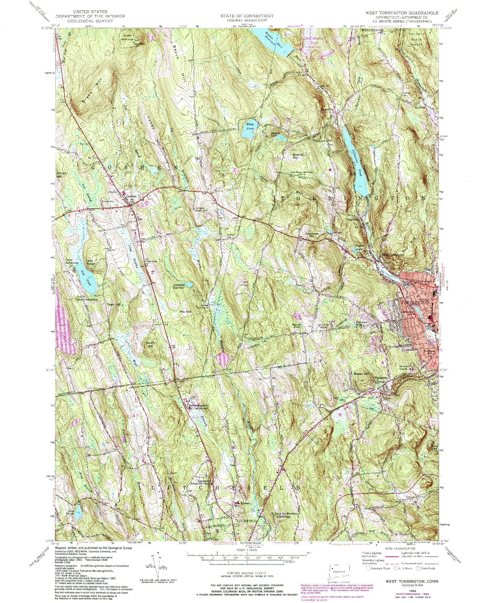 USGS 1:24000-SCALE QUADRANGLE FOR WEST TORRINGTON, CT 1956