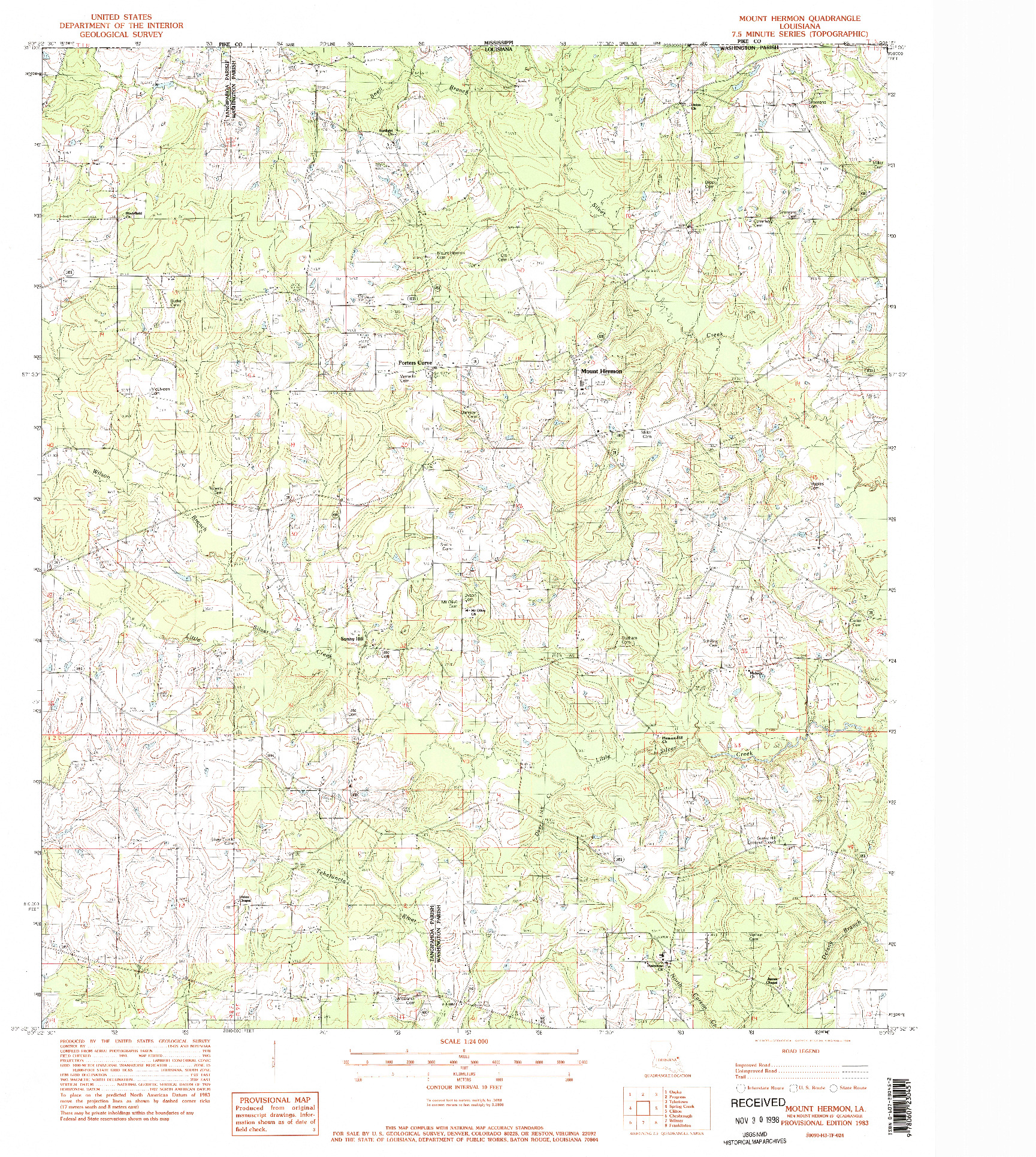 USGS 1:24000-SCALE QUADRANGLE FOR MOUNT HERMON, LA 1983