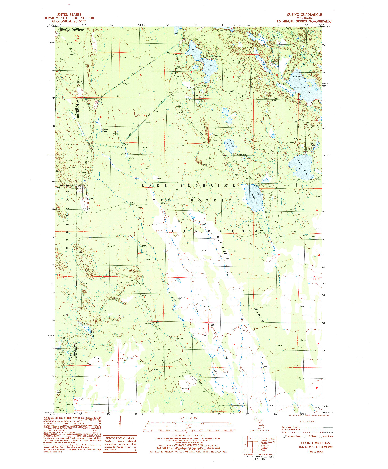 USGS 1:24000-SCALE QUADRANGLE FOR CUSINO, MI 1983