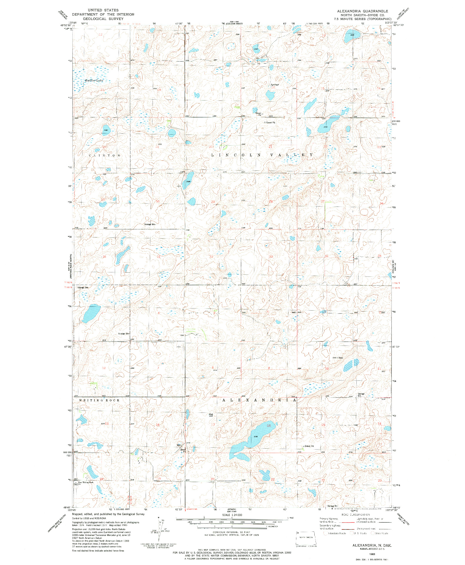 USGS 1:24000-SCALE QUADRANGLE FOR ALEXANDRIA, ND 1983