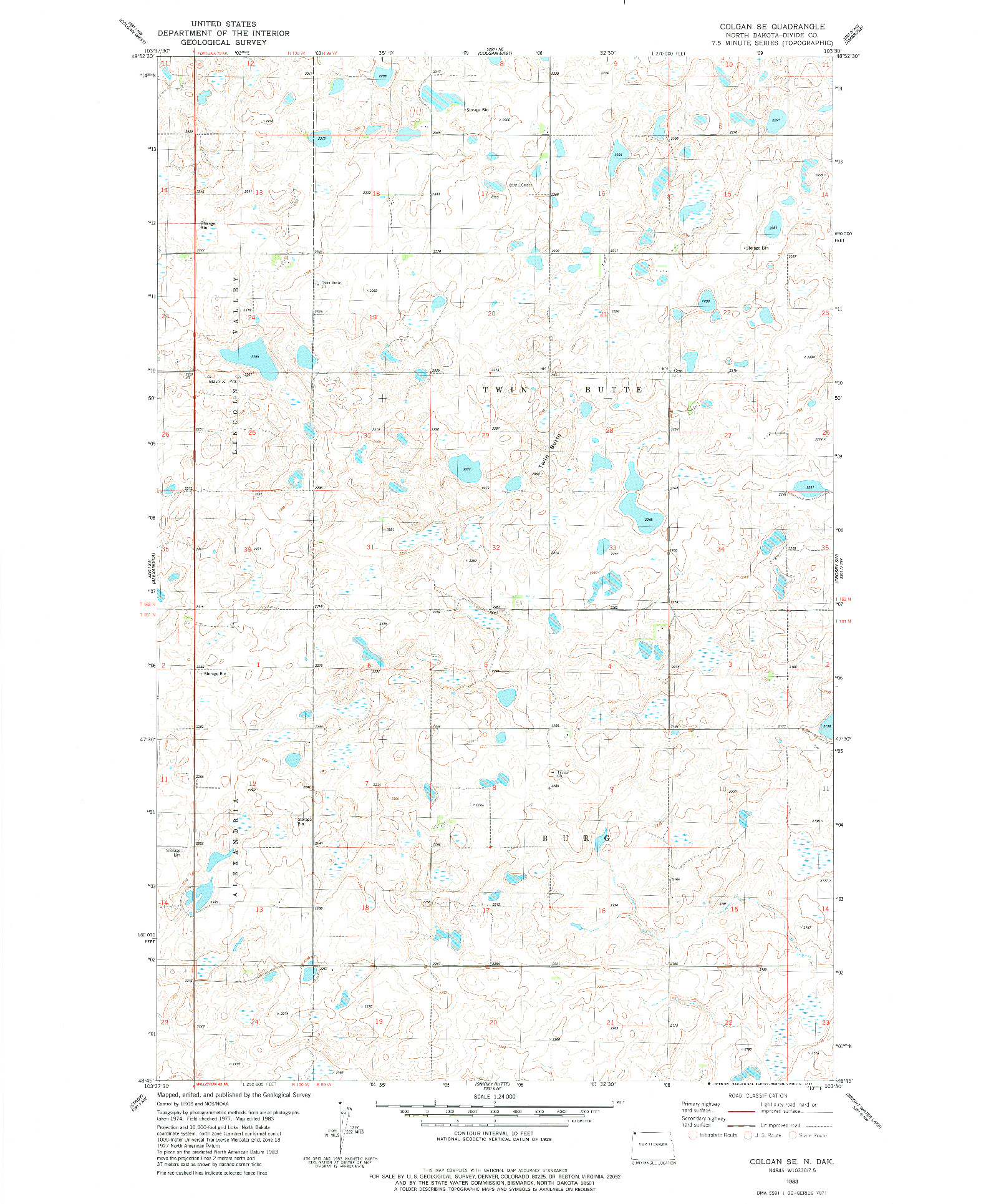 USGS 1:24000-SCALE QUADRANGLE FOR COLGAN SE, ND 1983