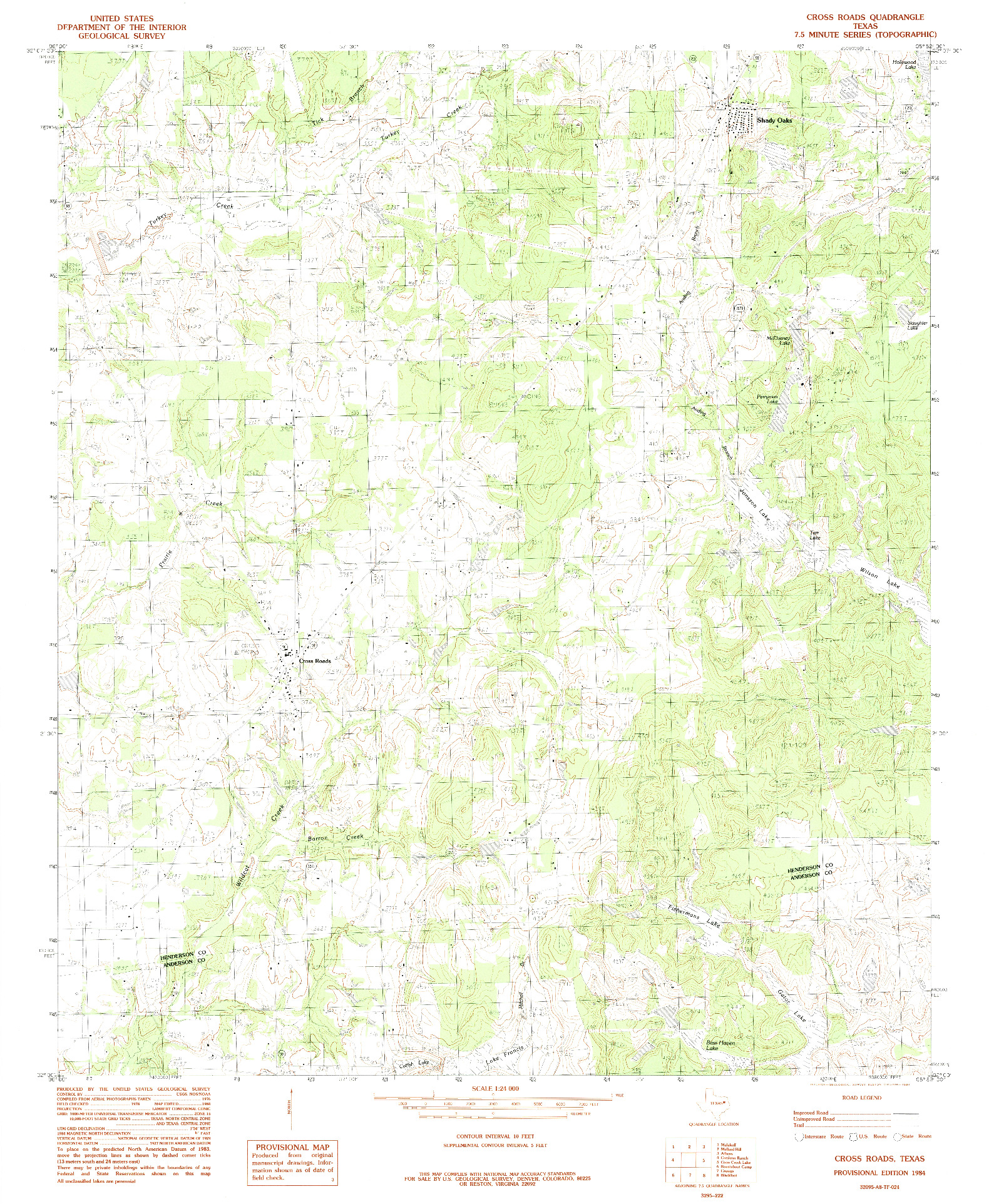 USGS 1:24000-SCALE QUADRANGLE FOR CROSS ROADS, TX 1984