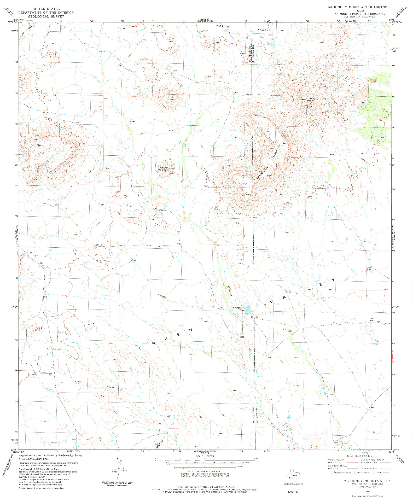 USGS 1:24000-SCALE QUADRANGLE FOR MCKINNEY MOUNTAIN, TX 1983