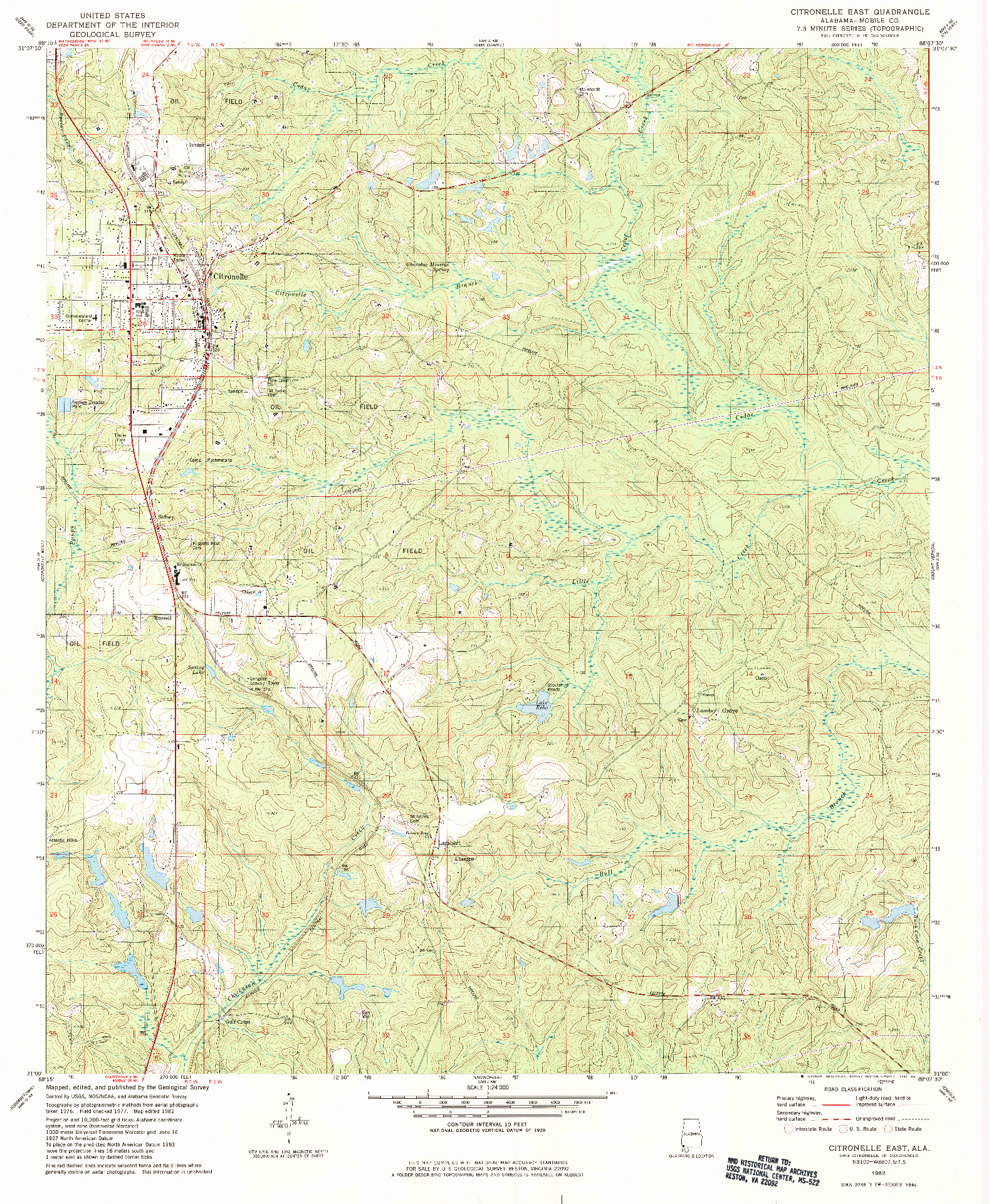 USGS 1:24000-SCALE QUADRANGLE FOR CITRONELLE EAST, AL 1982