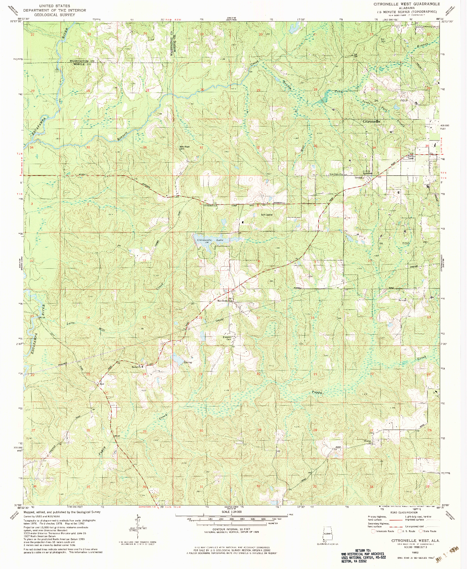 USGS 1:24000-SCALE QUADRANGLE FOR CITRONELLE WEST, AL 1982