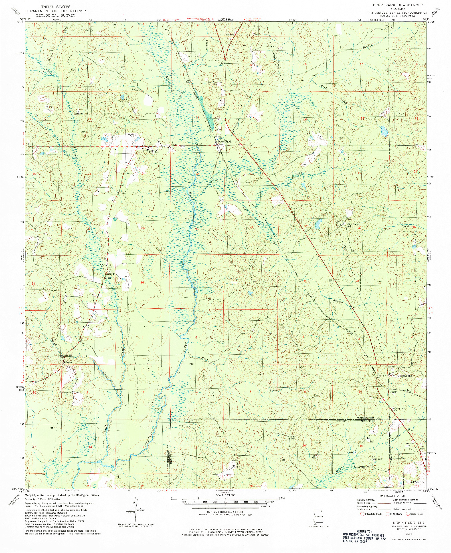 USGS 1:24000-SCALE QUADRANGLE FOR DEER PARK, AL 1982