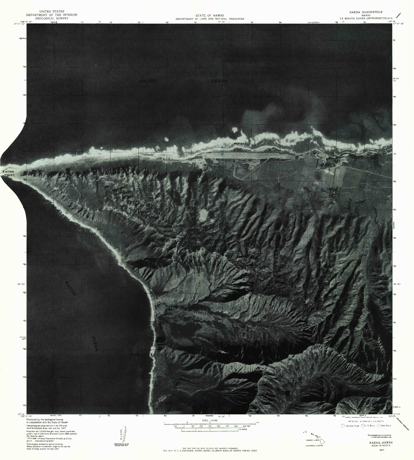 USGS 1:24000-SCALE QUADRANGLE FOR KAENA, HI 1977