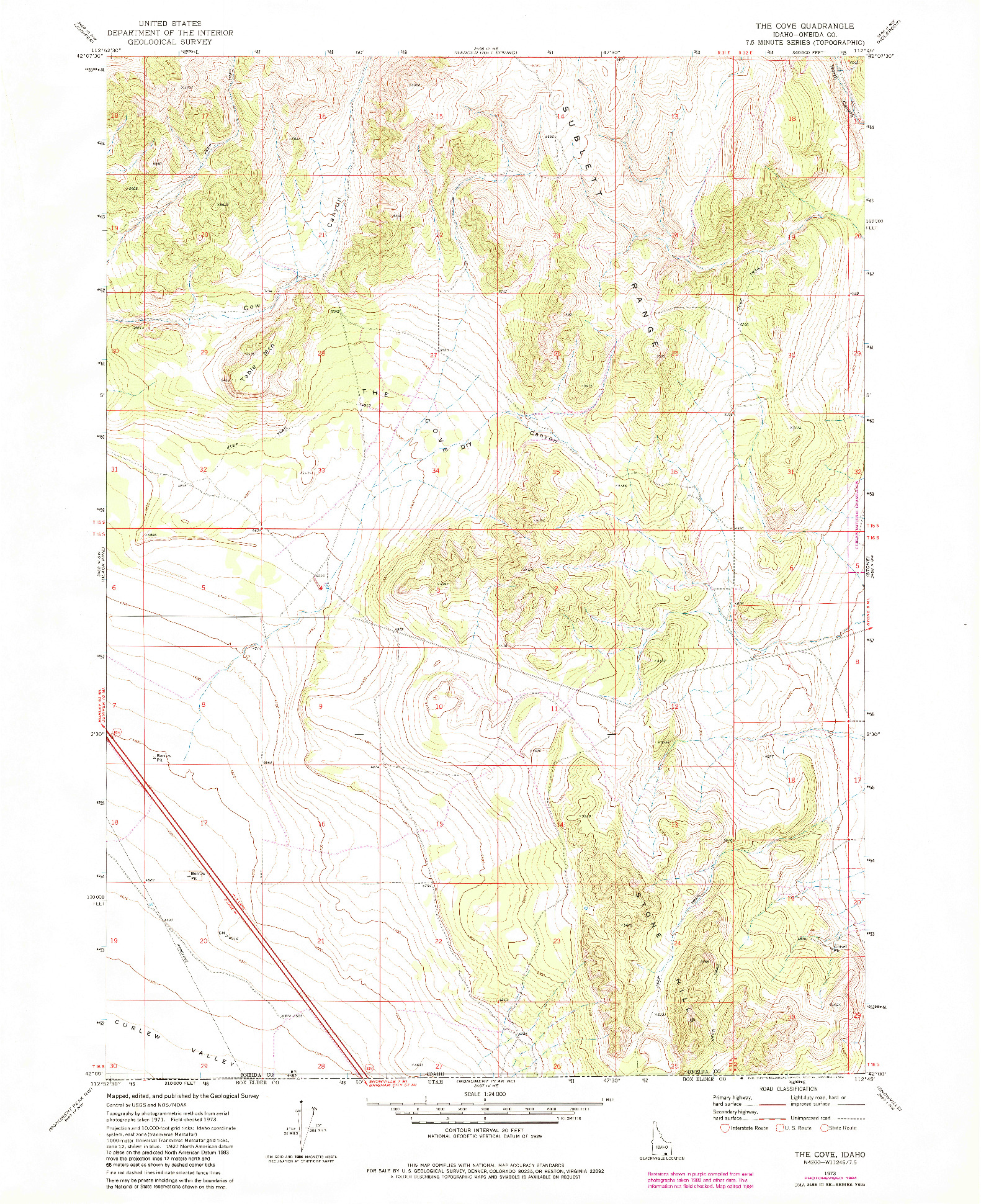 USGS 1:24000-SCALE QUADRANGLE FOR THE COVE, ID 1973