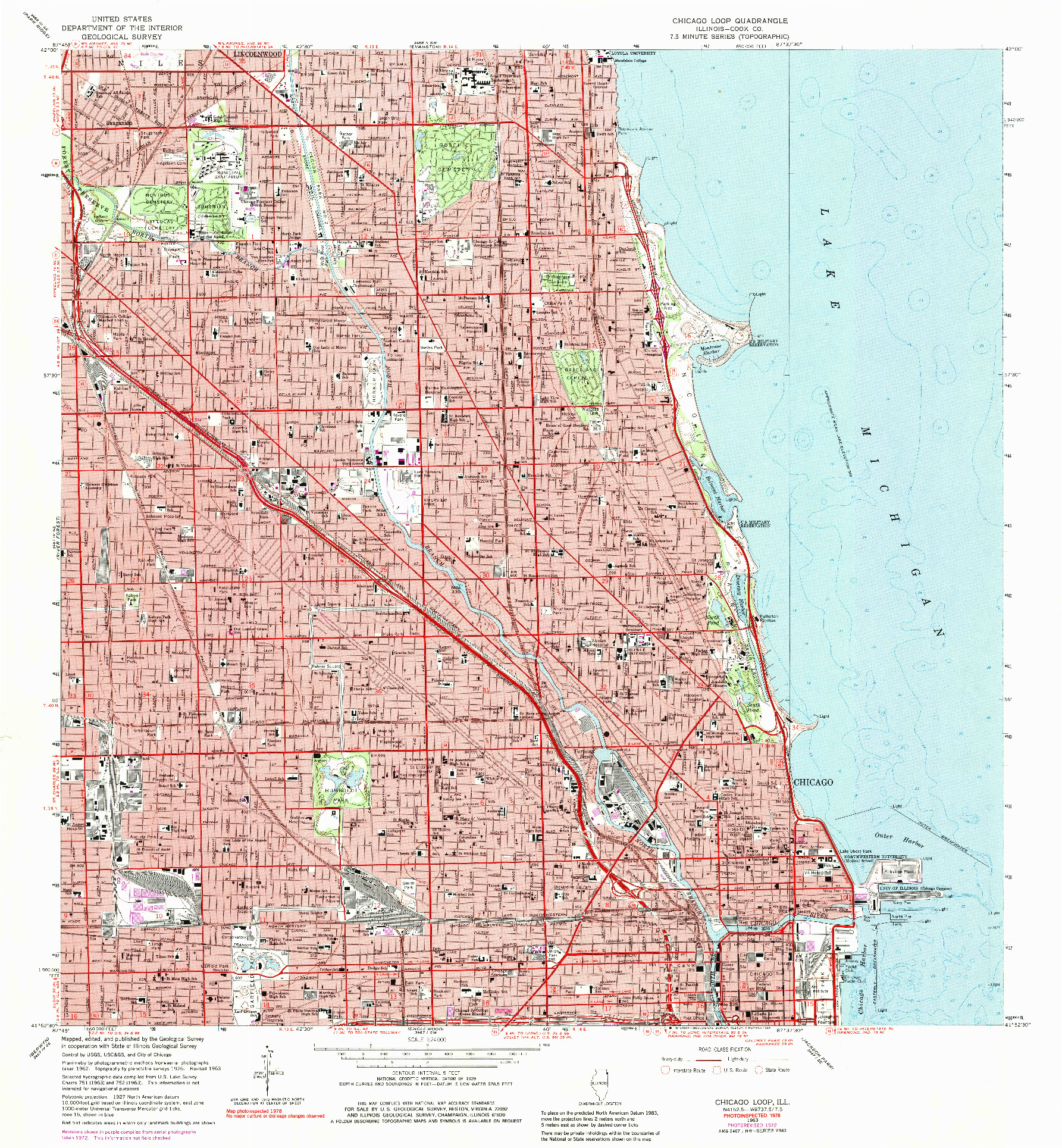 USGS 1:24000-SCALE QUADRANGLE FOR CHICAGO LOOP, IL 1963