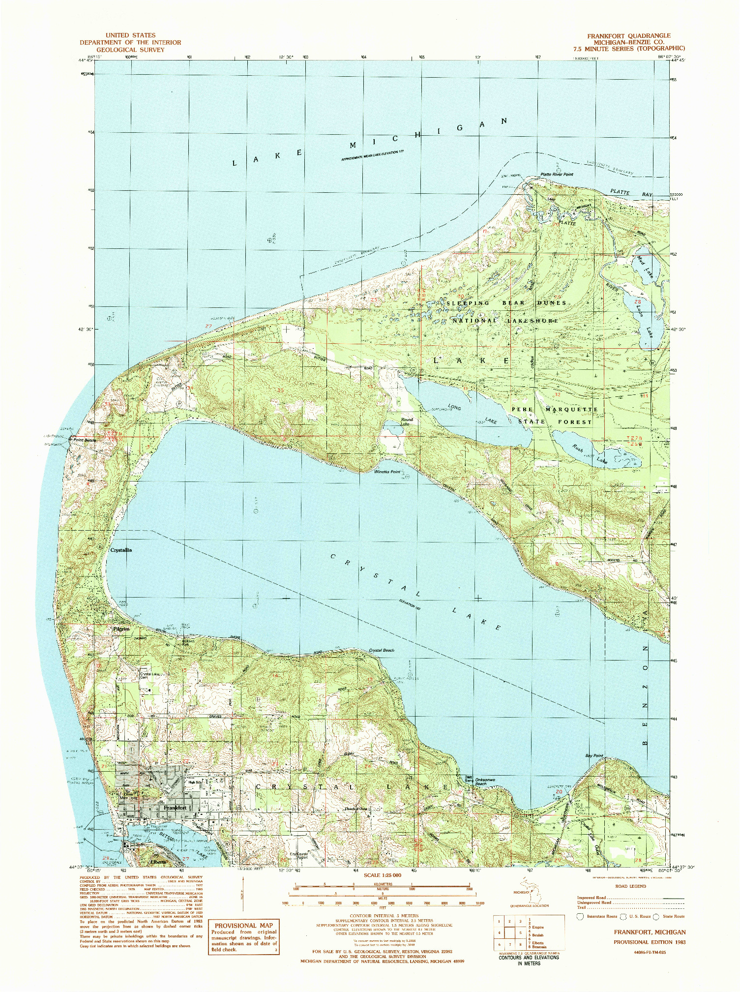 USGS 1:24000-SCALE QUADRANGLE FOR FRANKFORT, MI 1983