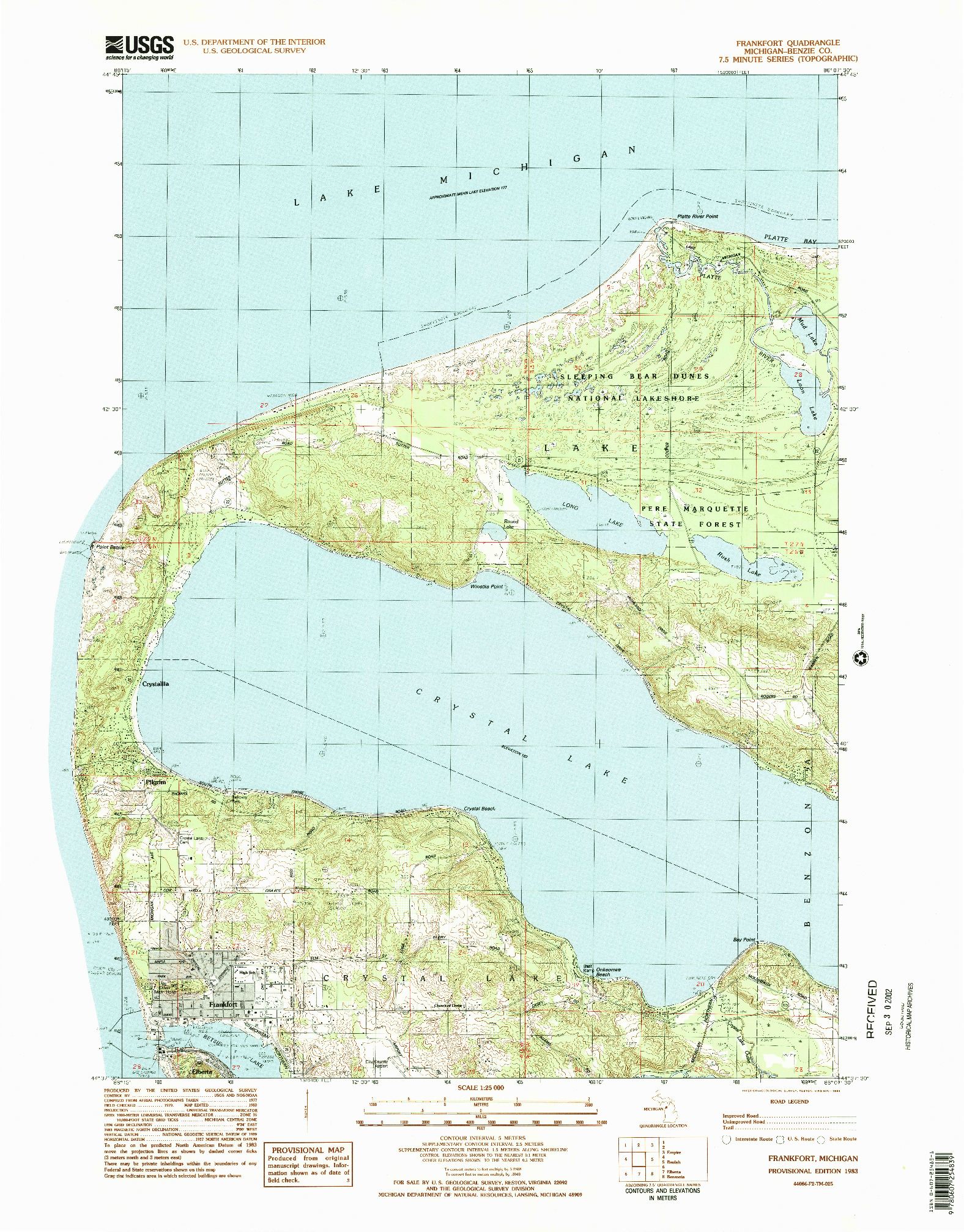 USGS 1:24000-SCALE QUADRANGLE FOR FRANKFORT, MI 1983