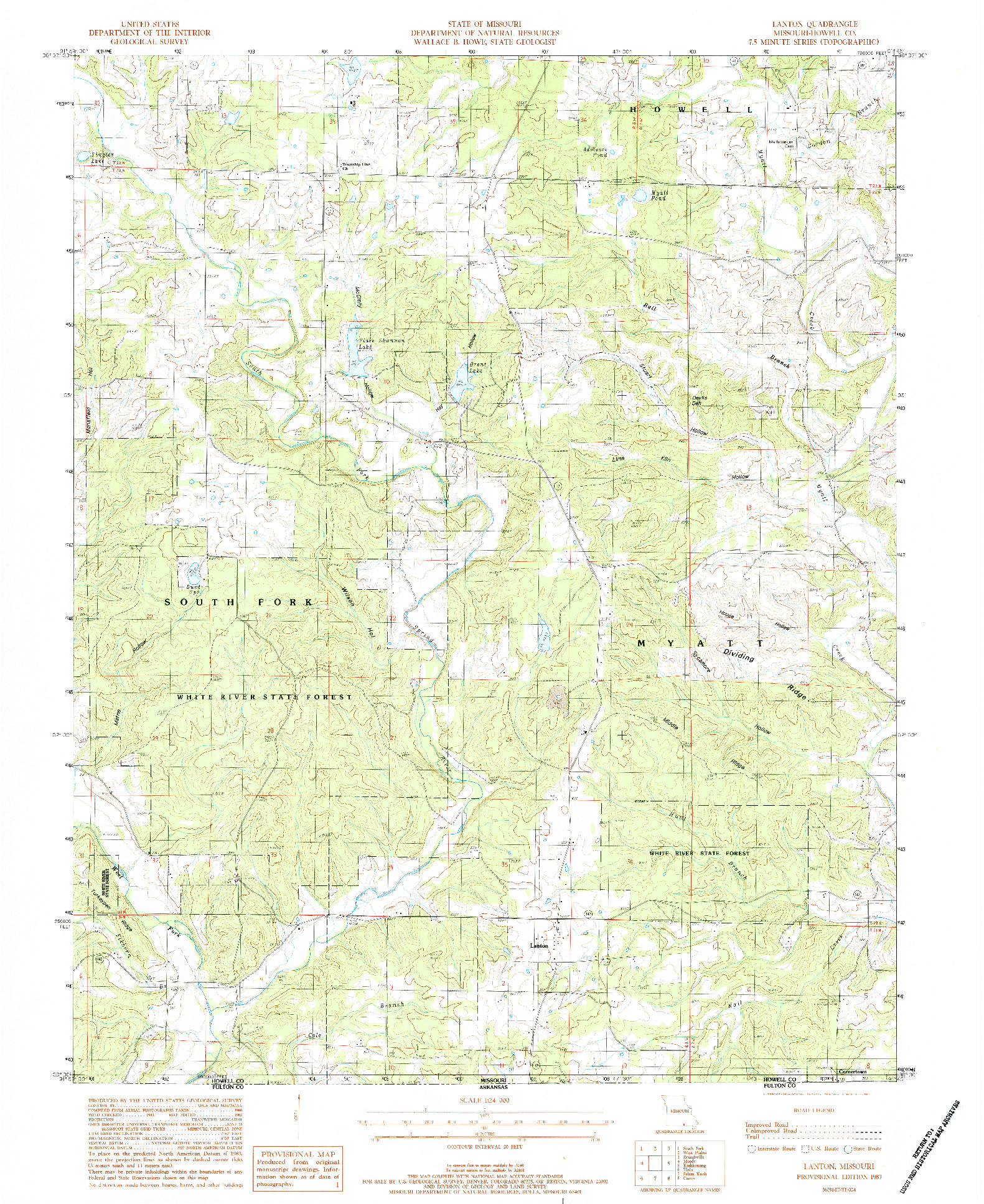 USGS 1:24000-SCALE QUADRANGLE FOR LANTON, MO 1983