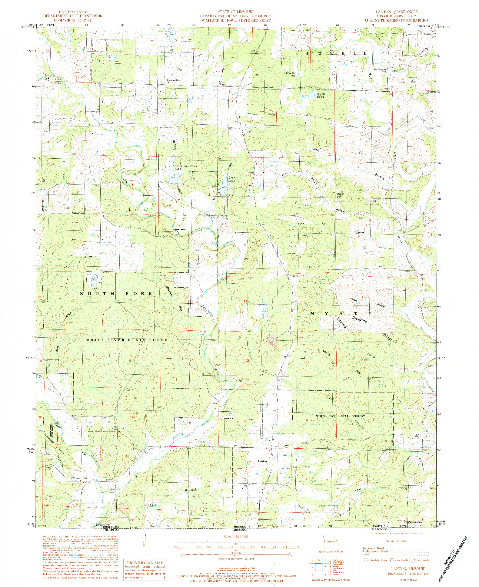 USGS 1:24000-SCALE QUADRANGLE FOR LANTON, MO 1983
