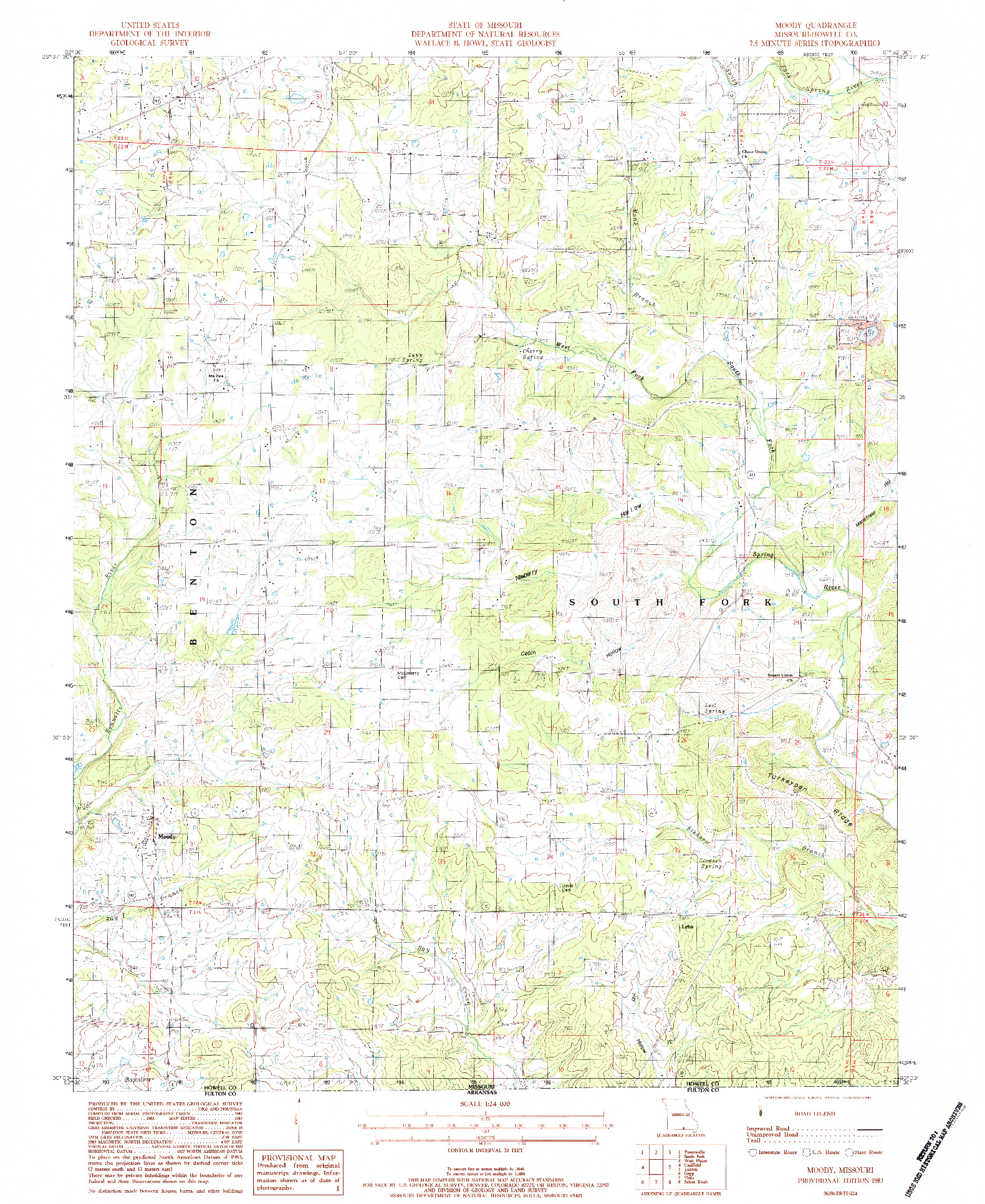 USGS 1:24000-SCALE QUADRANGLE FOR MOODY, MO 1983