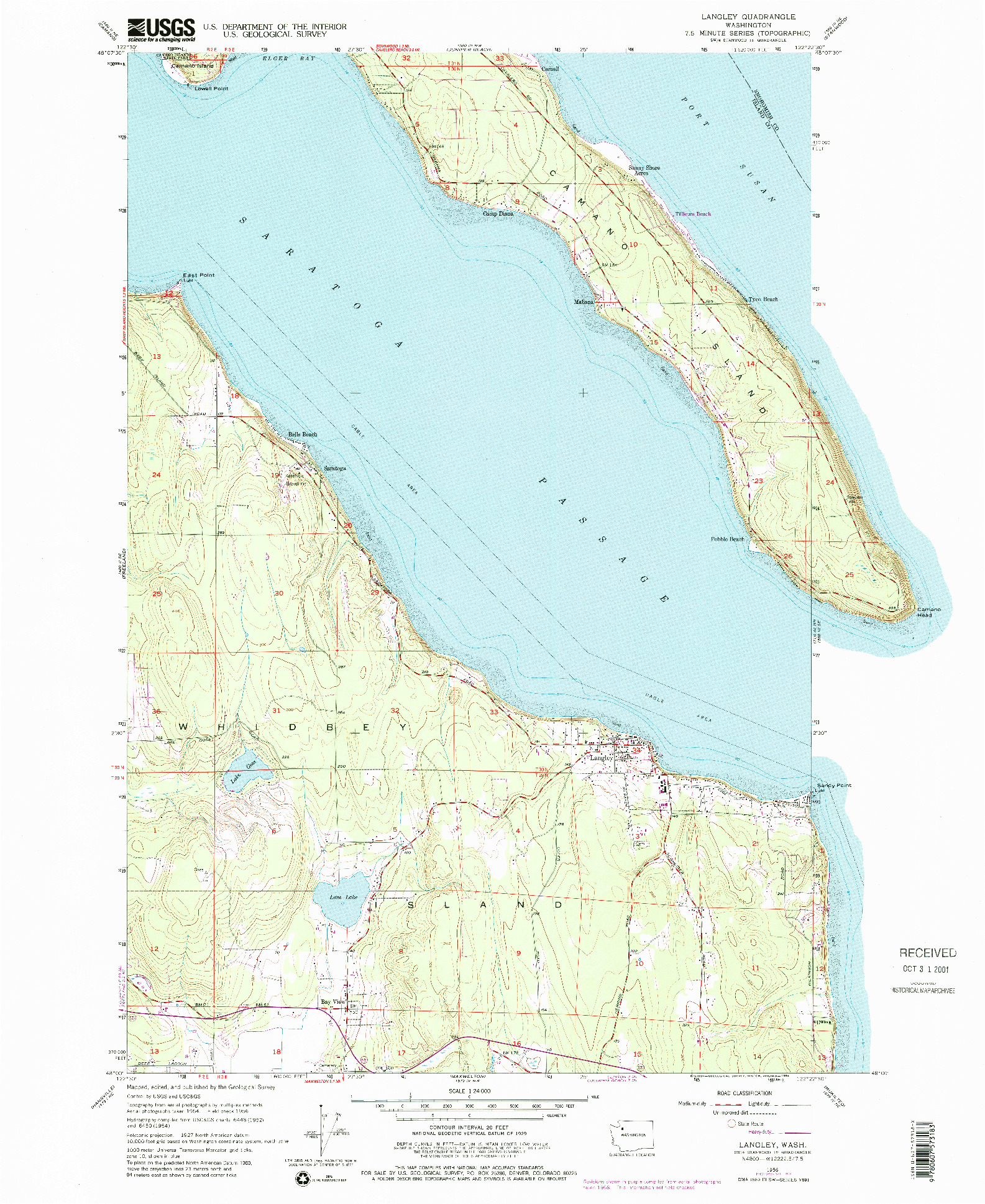 USGS 1:24000-SCALE QUADRANGLE FOR LANGLEY, WA 1956