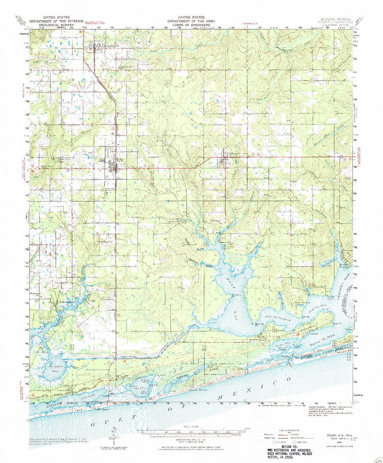 USGS 1:62500-SCALE QUADRANGLE FOR FOLEY, AL 1941