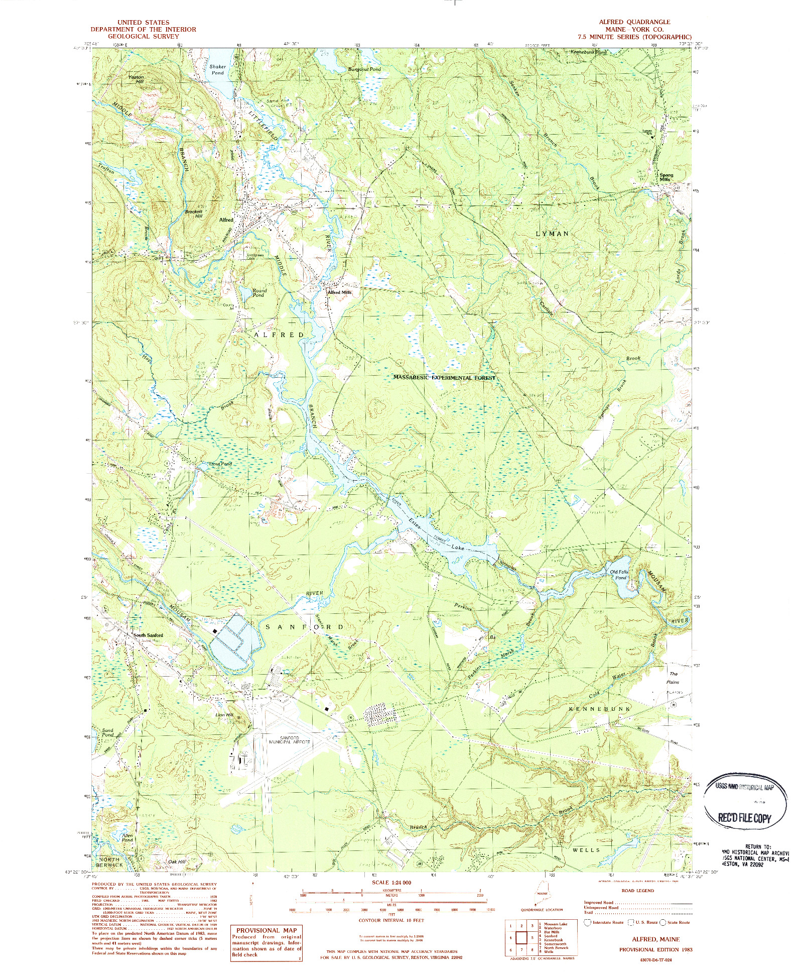 USGS 1:24000-SCALE QUADRANGLE FOR ALFRED, ME 1983